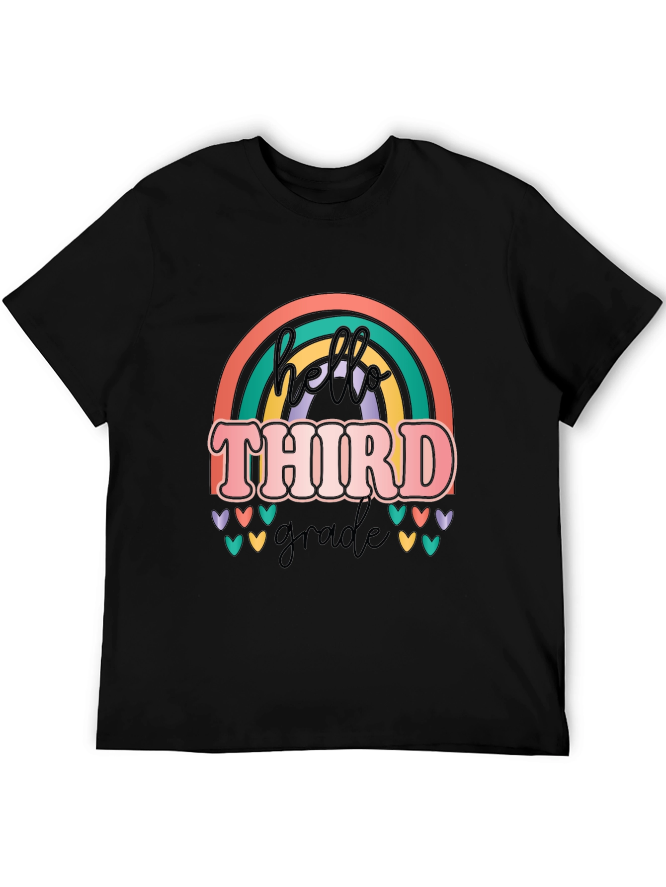 Hello Third Grade Retro Rainbow T-Shirt