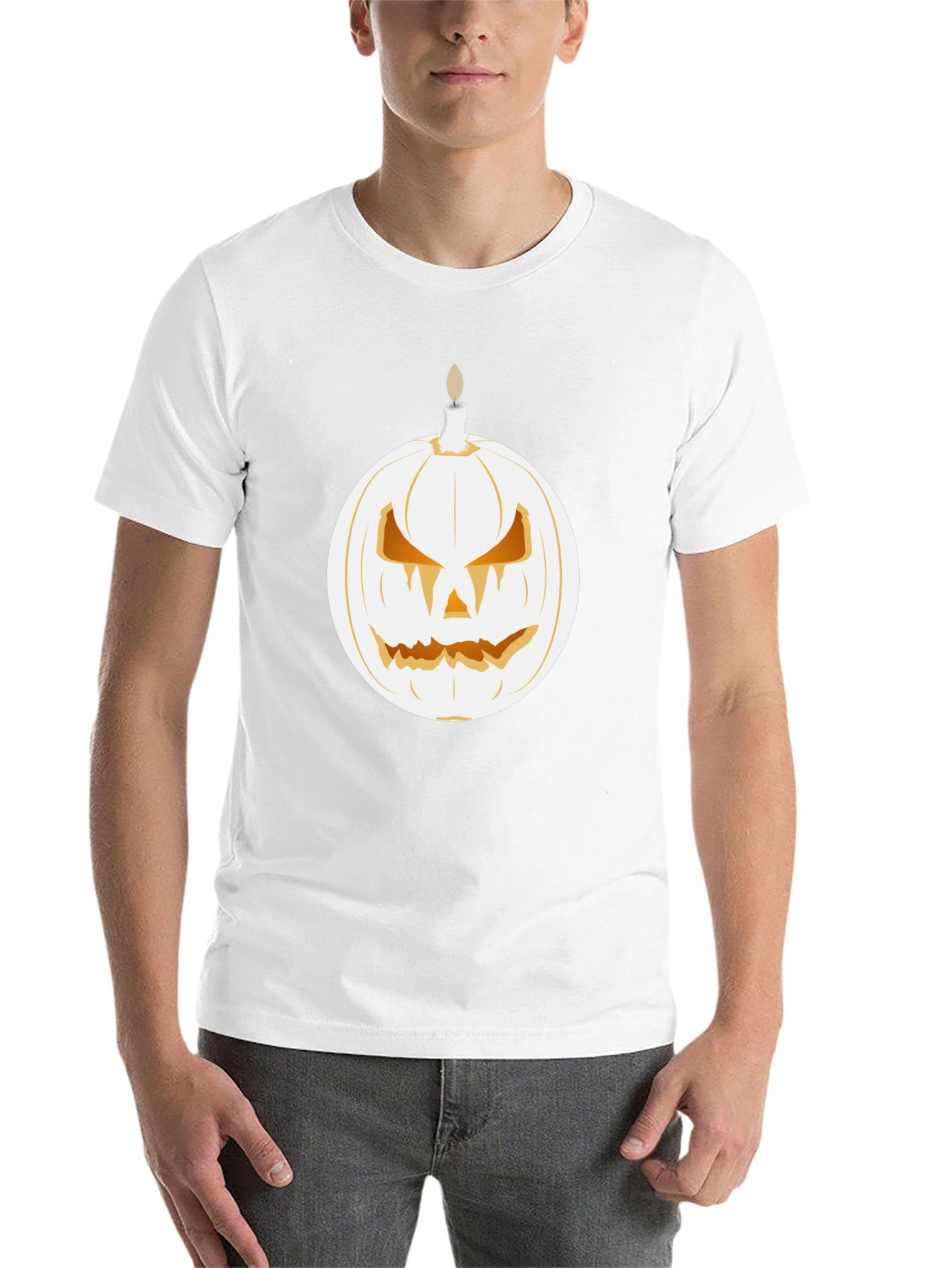 Spooky Pumpkin Candle Graphic Tee - Halloween Shirt