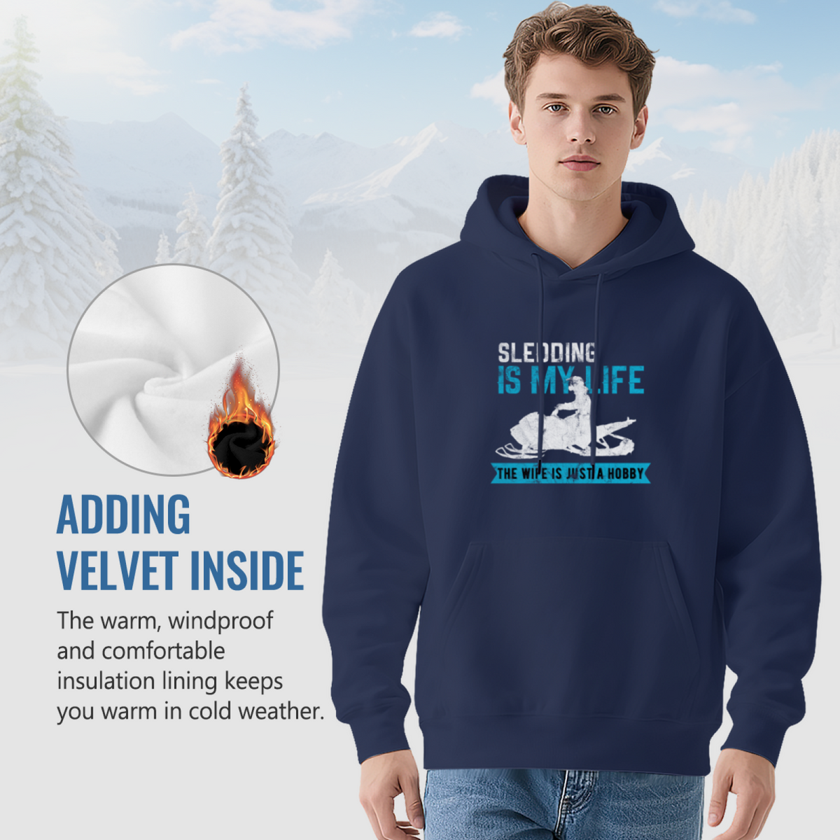Snowmobile Sledding Is My Life Winter Graphic Hoodie - Snow Rider Pullover