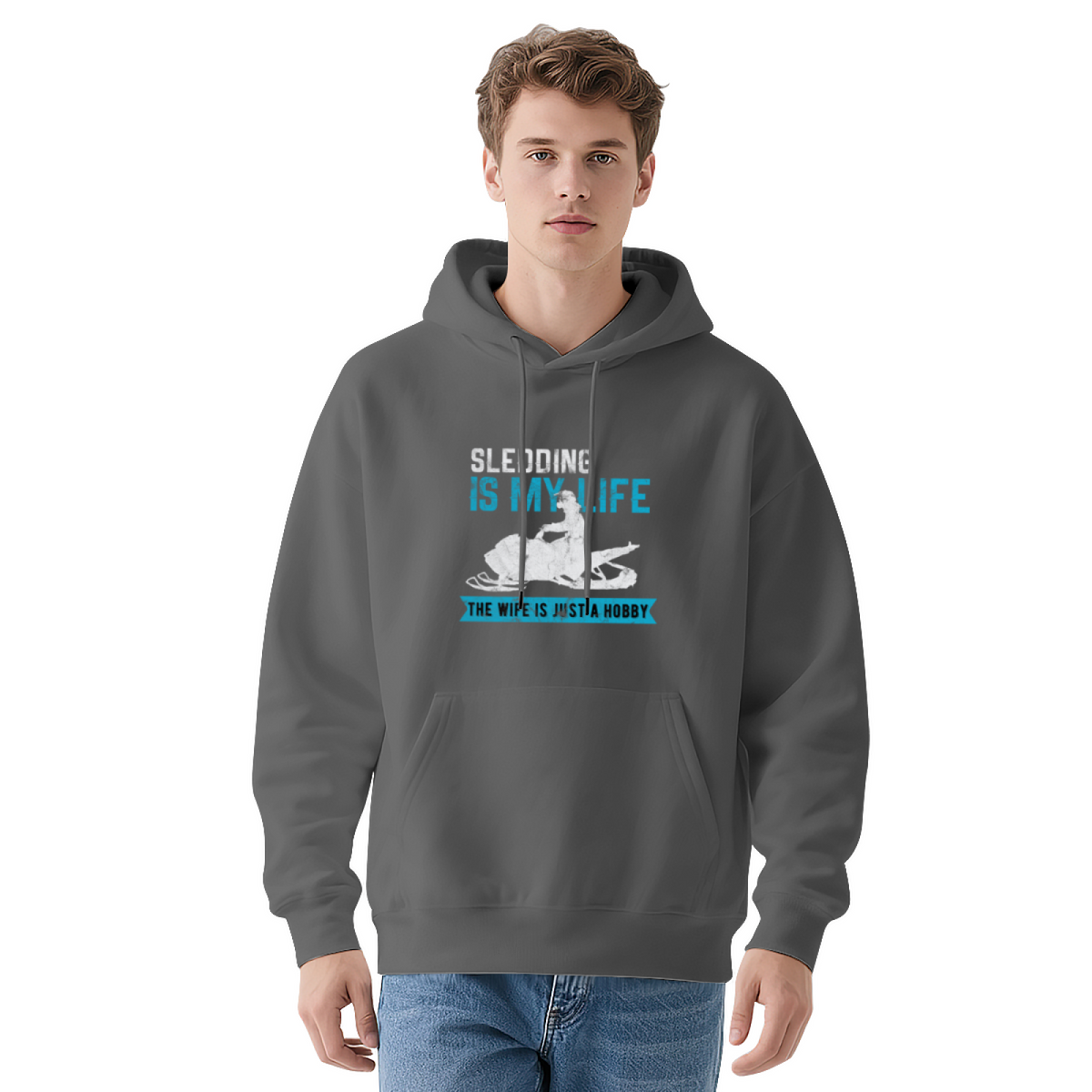 Snowmobile Sledding Is My Life Winter Graphic Hoodie - Snow Rider Pullover