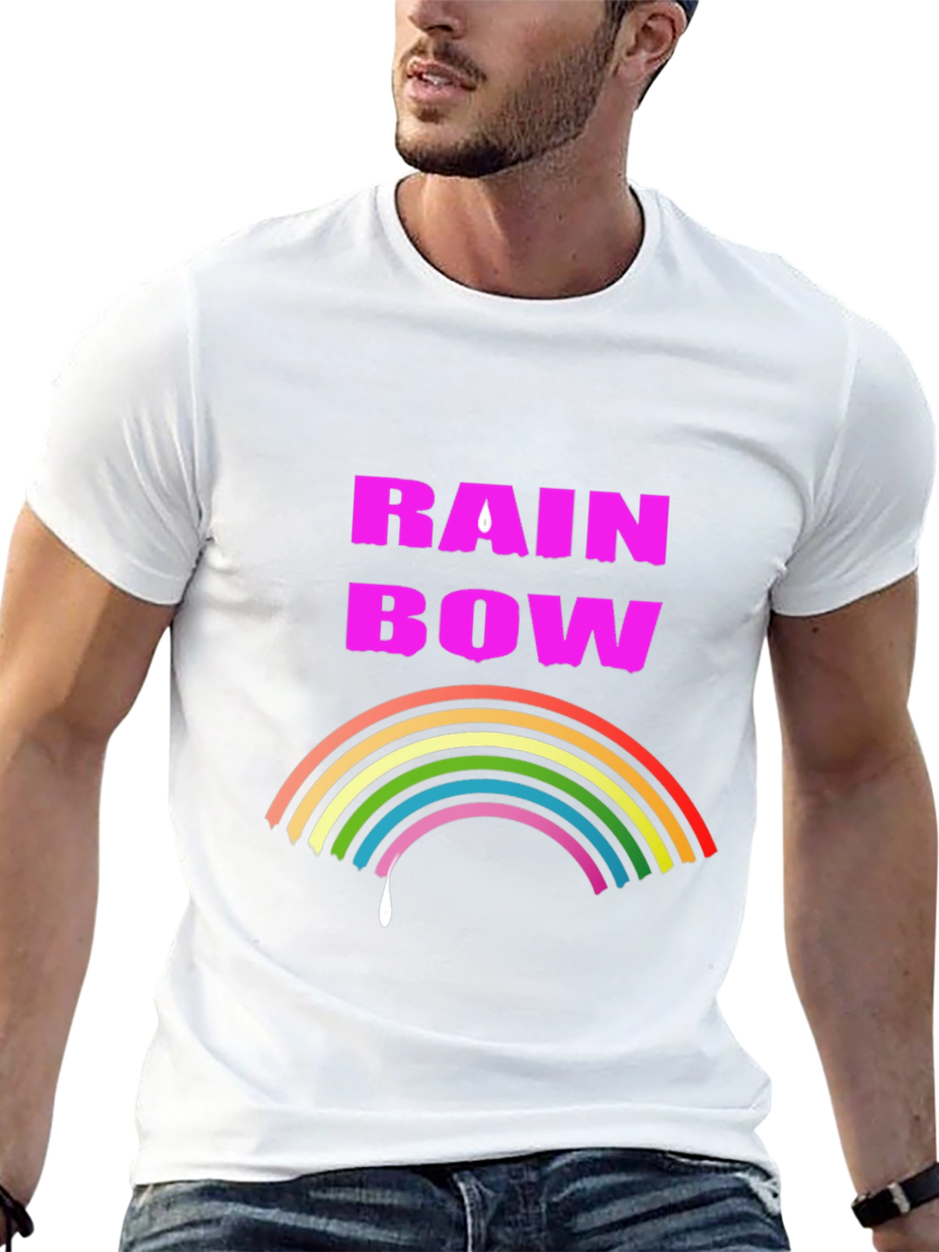 Rainbow Drip Graphic Tee - Stylish Black T-Shirt