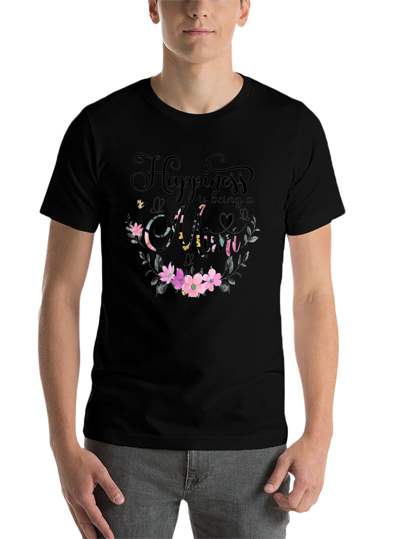 Happiness is Being a Mom Floral T-Shirt