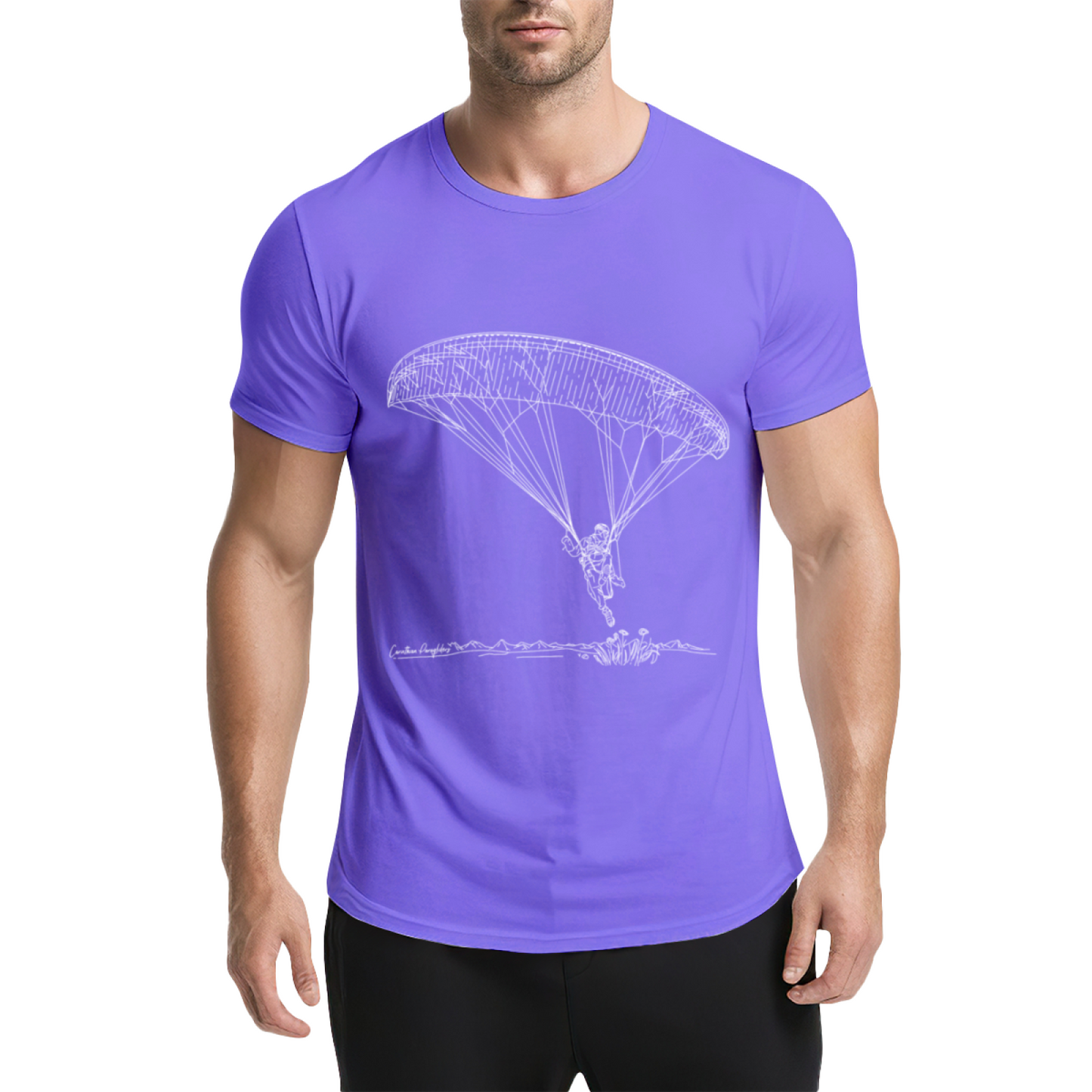 Hand-Drawn Paragliding Outdoor Sports Enthusiast T-Shirt