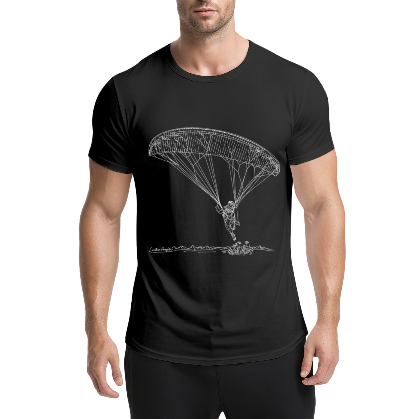 Hand-Drawn Paragliding Outdoor Sports Enthusiast T-Shirt