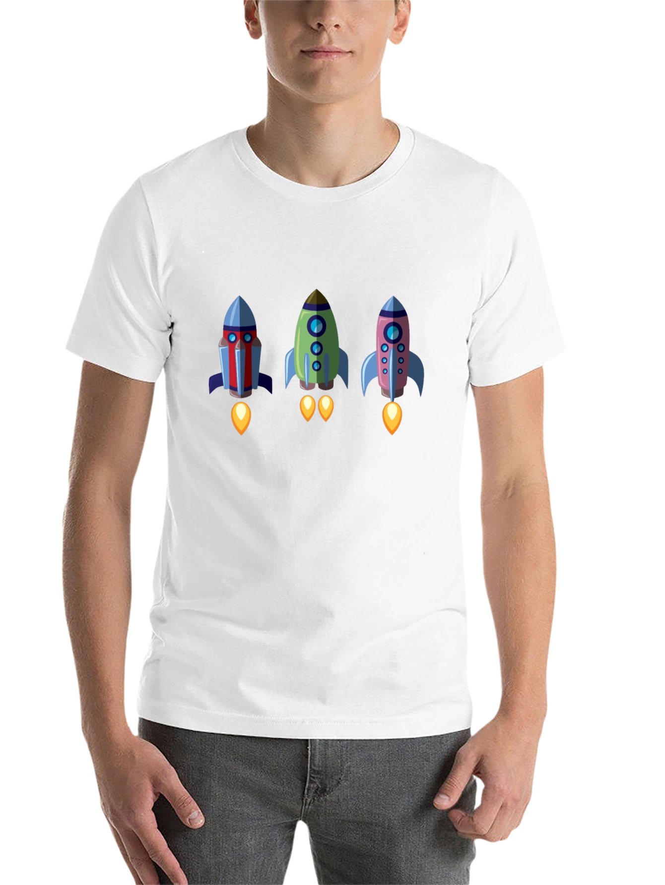 Rocket Trio Graphic Tee - Black Cotton T-Shirt