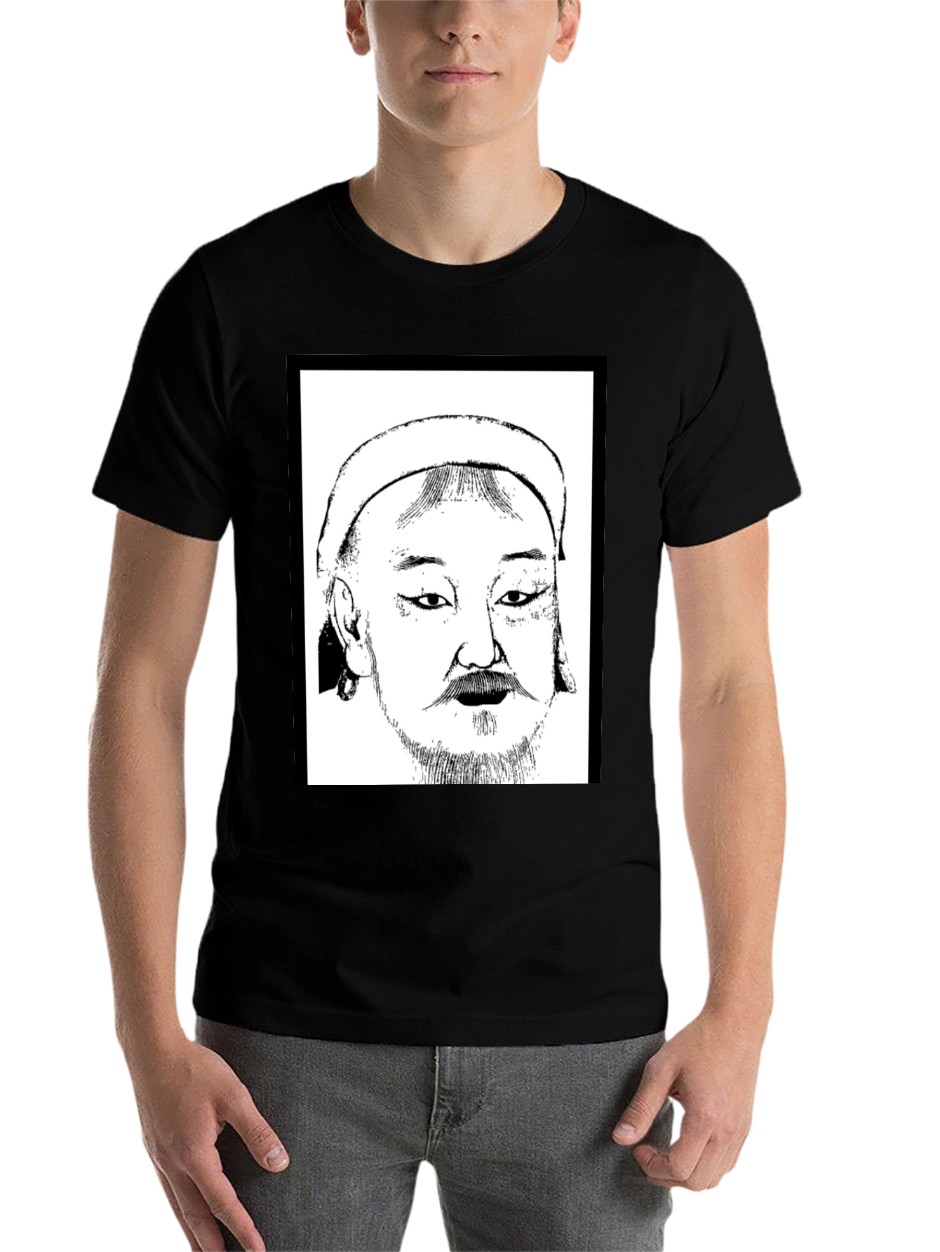 Genghis Khan T-Shirt - Black Cotton Graphic Tee
