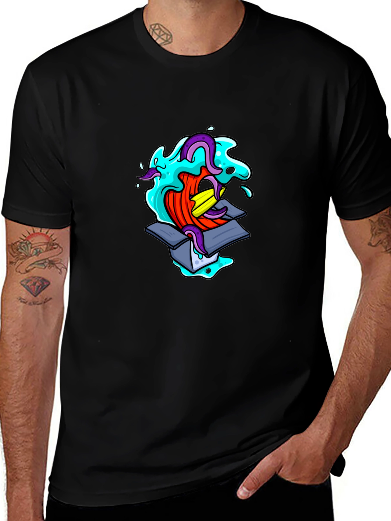 Mens Black Graphic T-Shirt - Box Creature