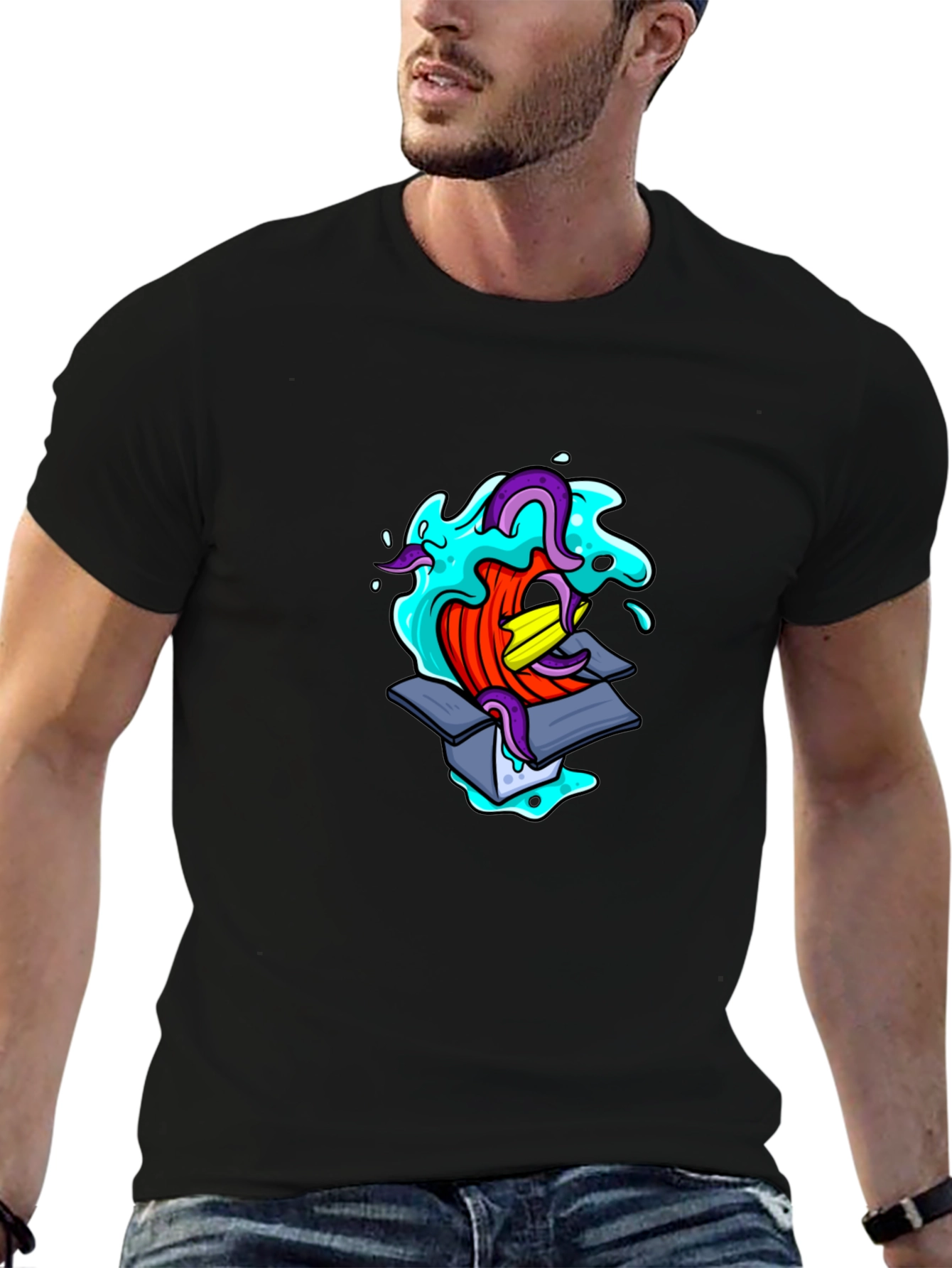 Mens Black Graphic T-Shirt - Box Creature