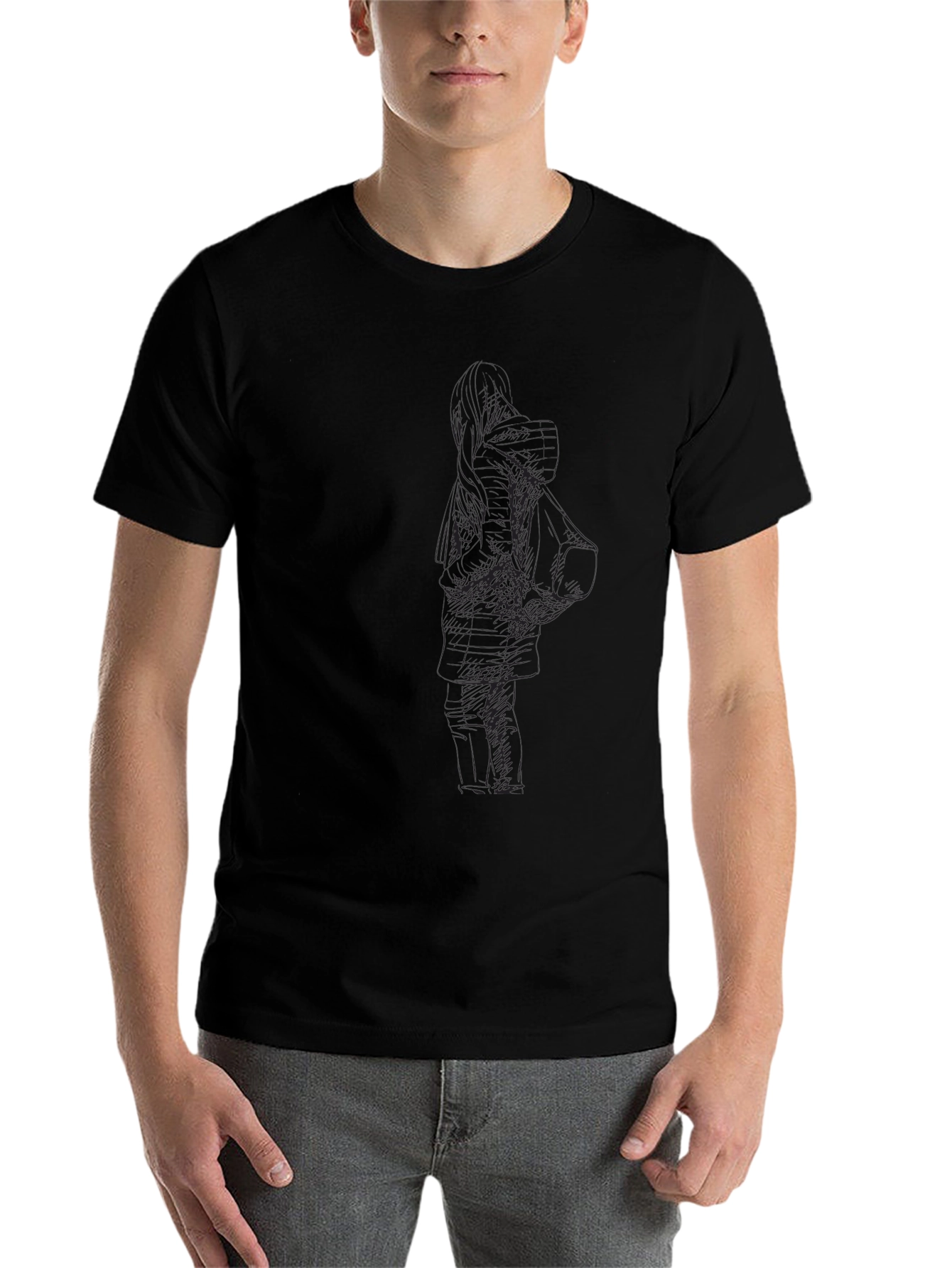 Mens Black Graphic Tee - Unique Design