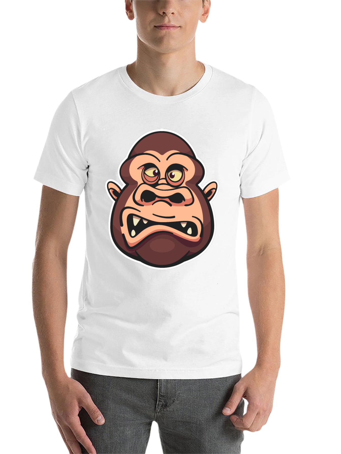 Cartoon Gorilla Graphic Black T-Shirt