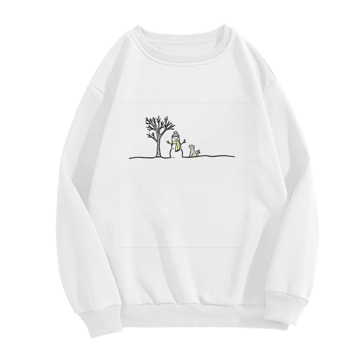 Minimal Simple Sketch Snowman Winter Scene Christmas Crewneck Sweatshirt