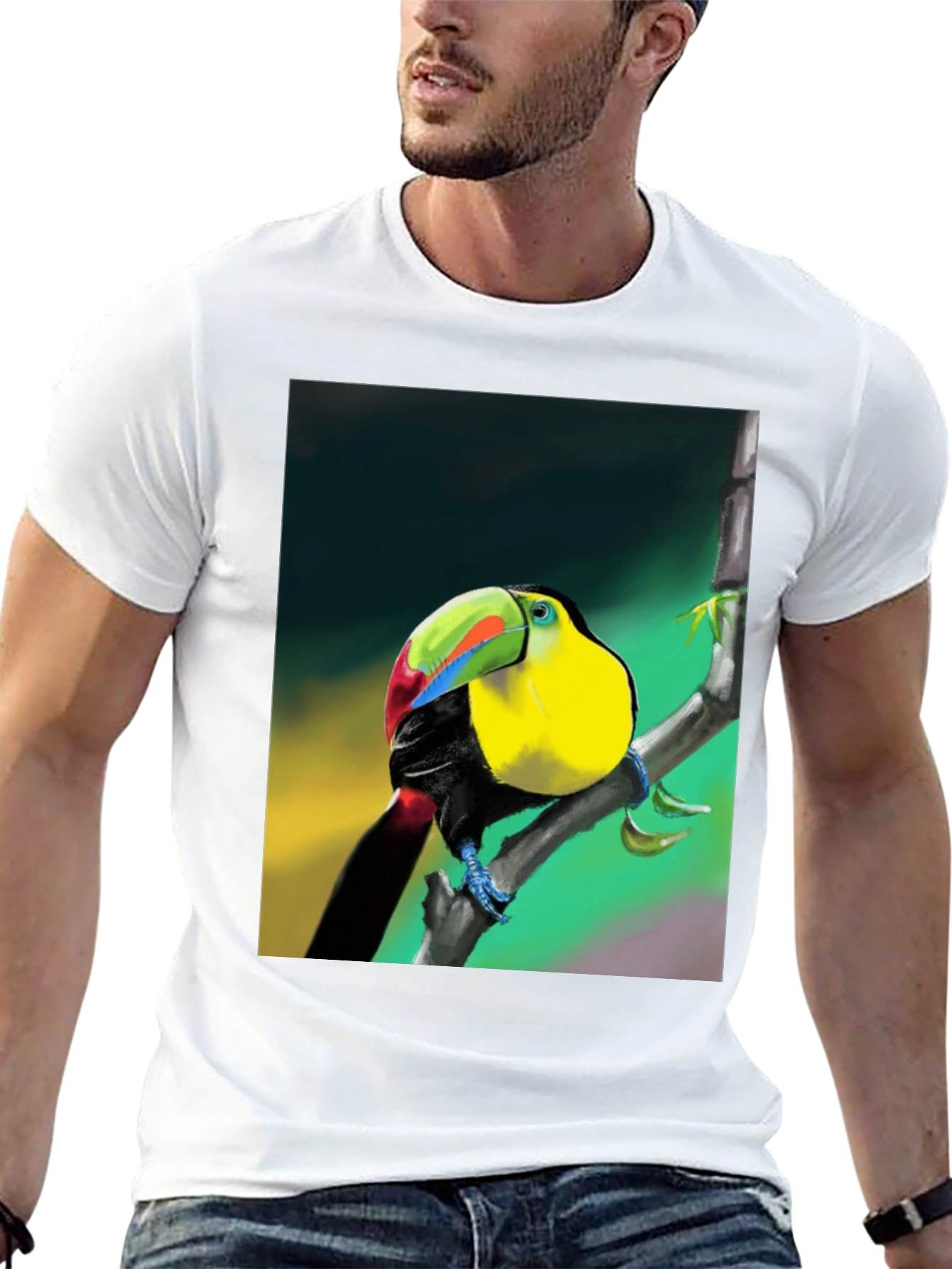 Tropical Toucan Graphic T-Shirt - Vibrant Bird Design
