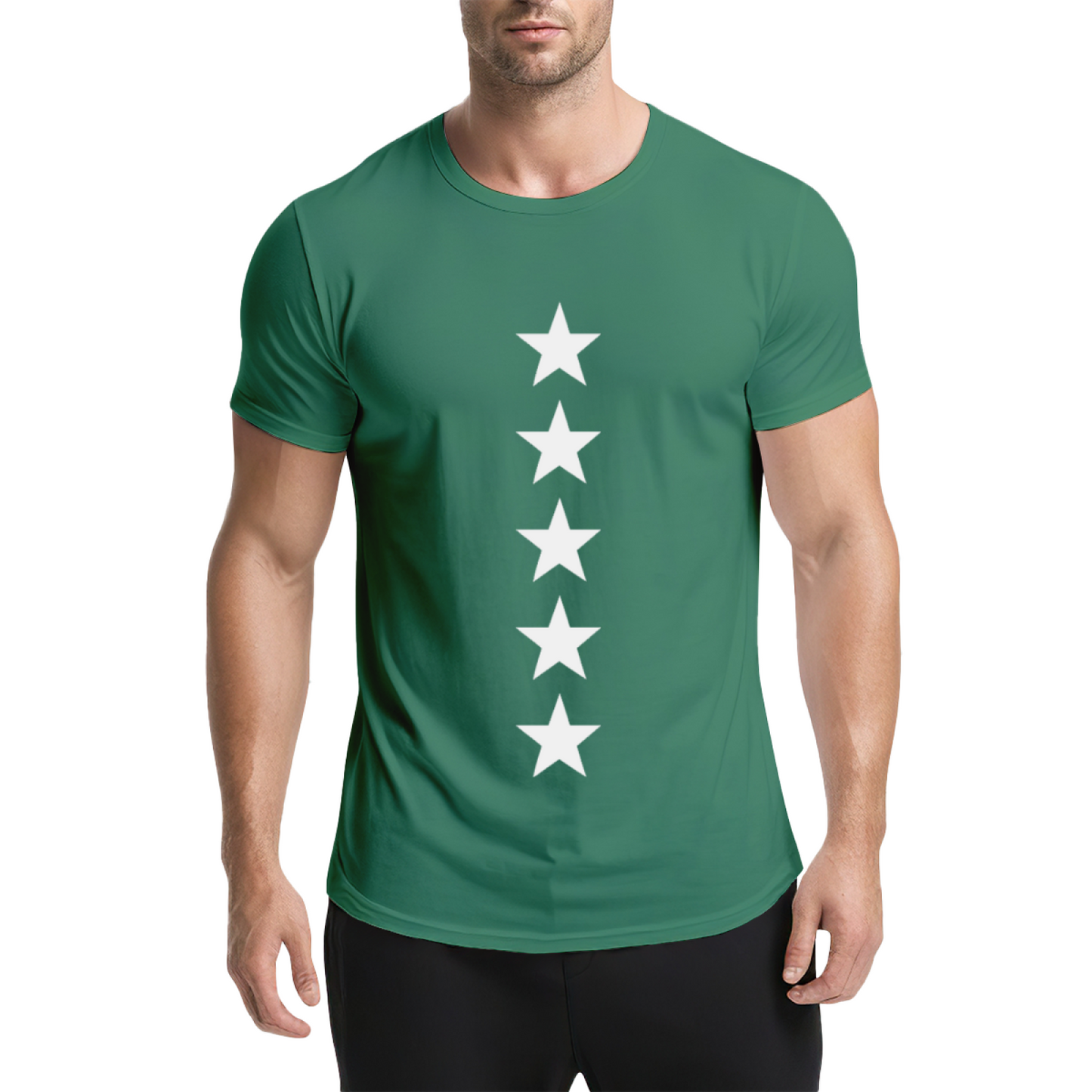 Minimalist Vertical Five Stars Basic Casual Tee