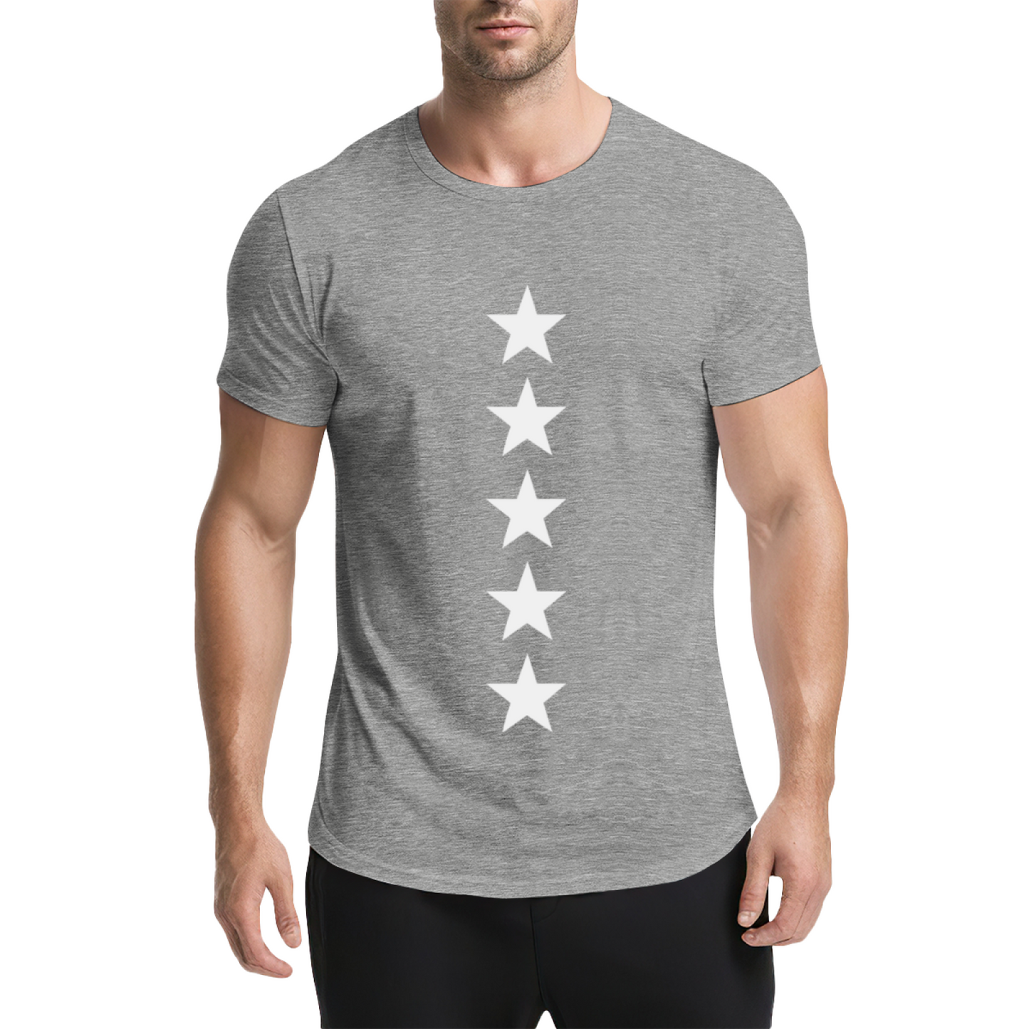 Minimalist Vertical Five Stars Basic Casual Tee
