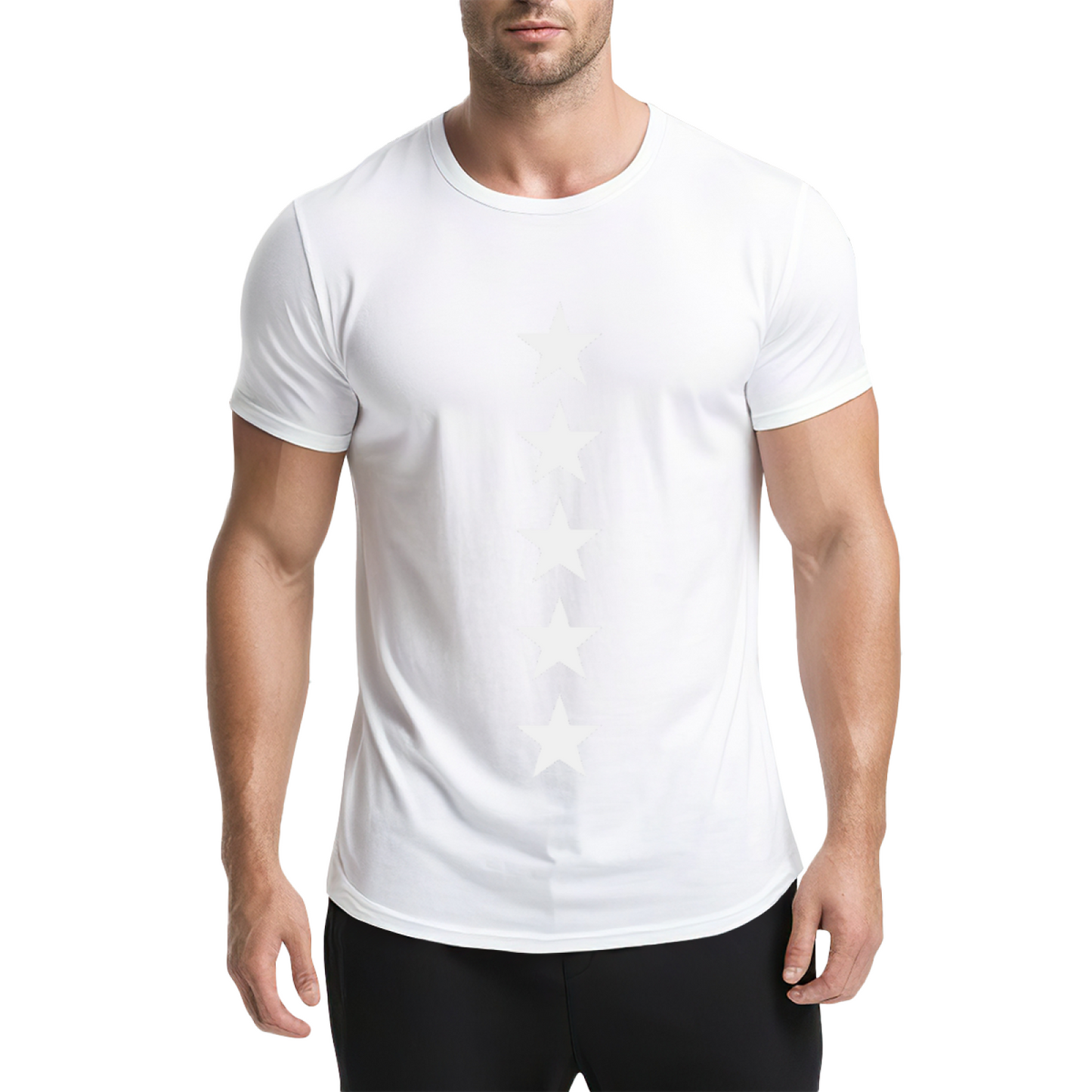 Minimalist Vertical Five Stars Basic Casual Tee