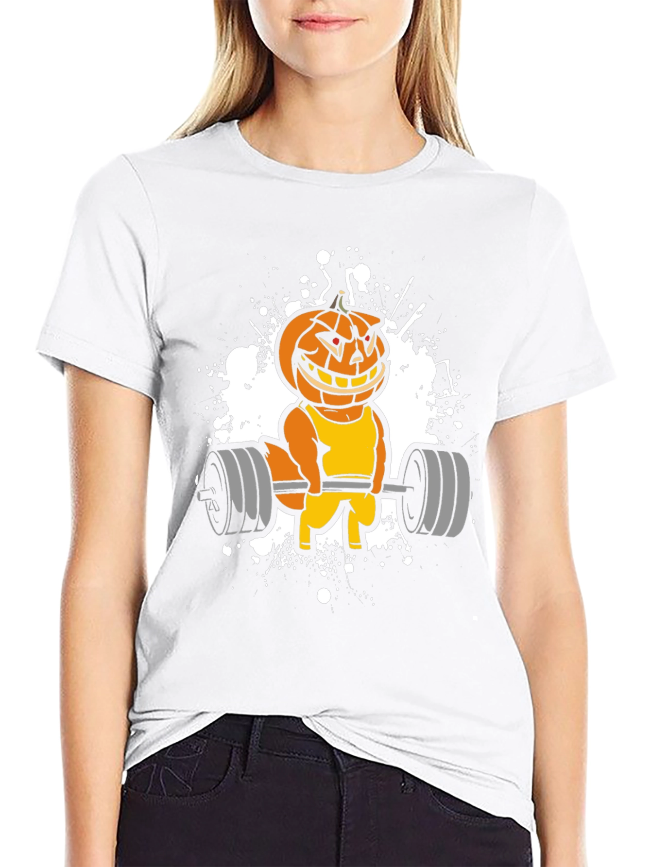 Halloween Pumpkin Gym Workout Black T-Shirt