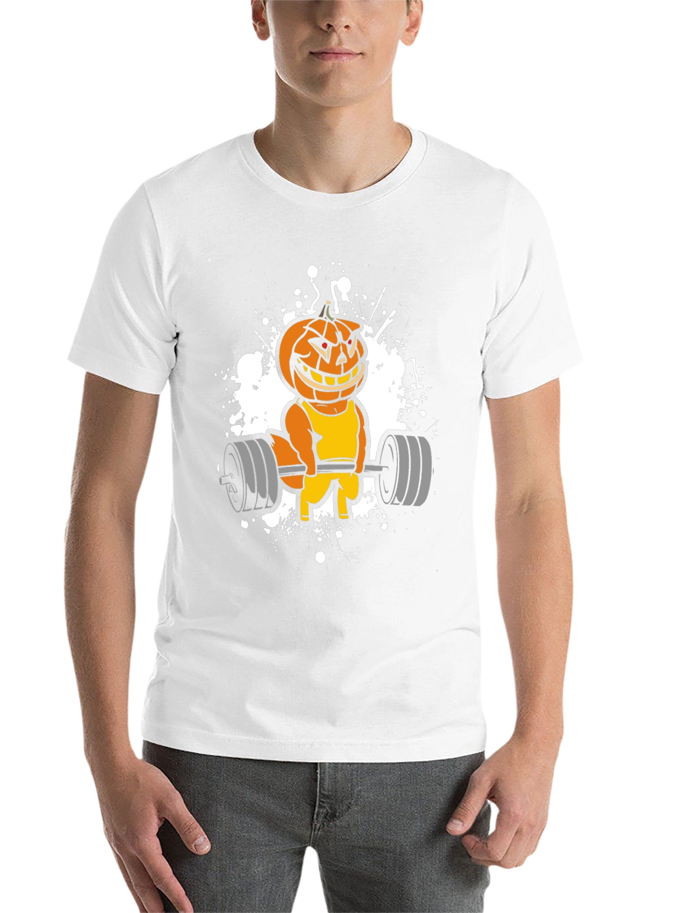Halloween Pumpkin Gym Workout Black T-Shirt