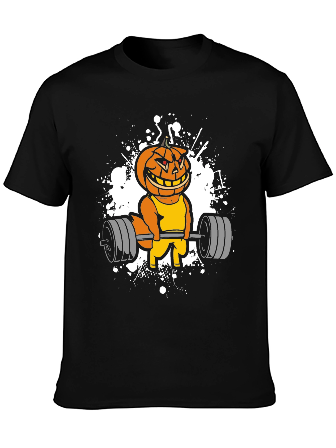 Halloween Pumpkin Gym Workout Black T-Shirt