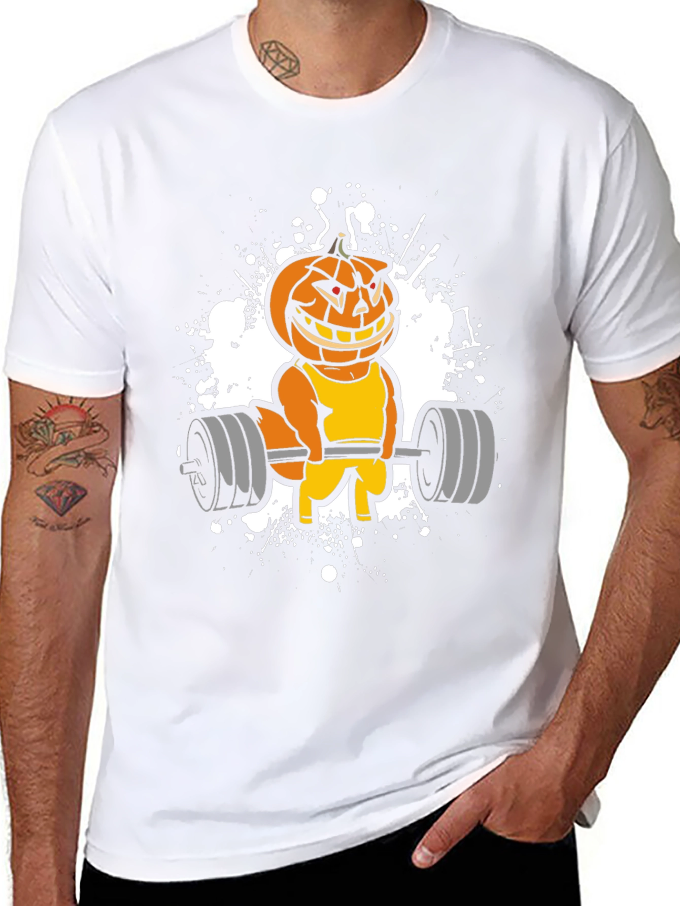 Halloween Pumpkin Gym Workout Black T-Shirt