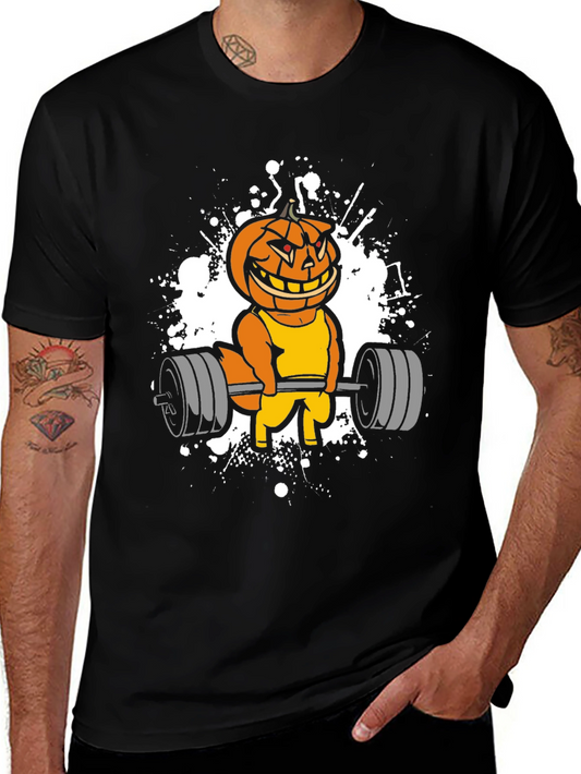 Halloween Pumpkin Gym Workout Black T-Shirt
