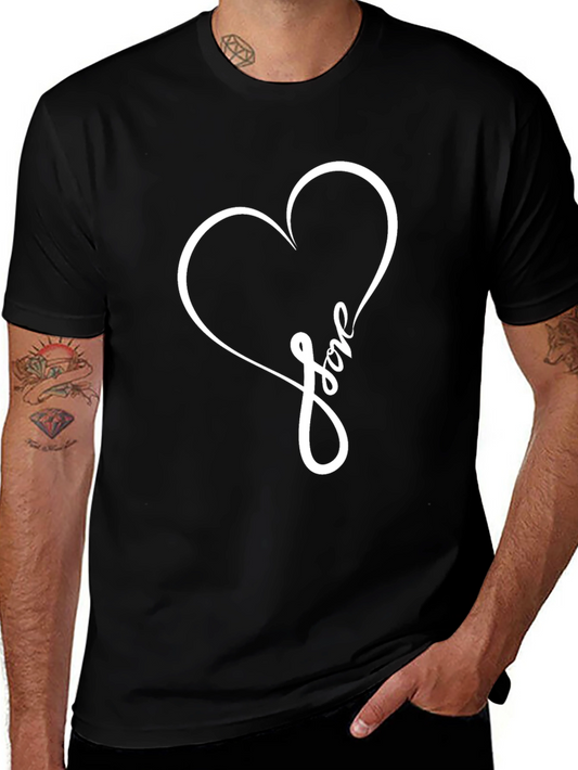 Love Heart Graphic Black T-Shirt