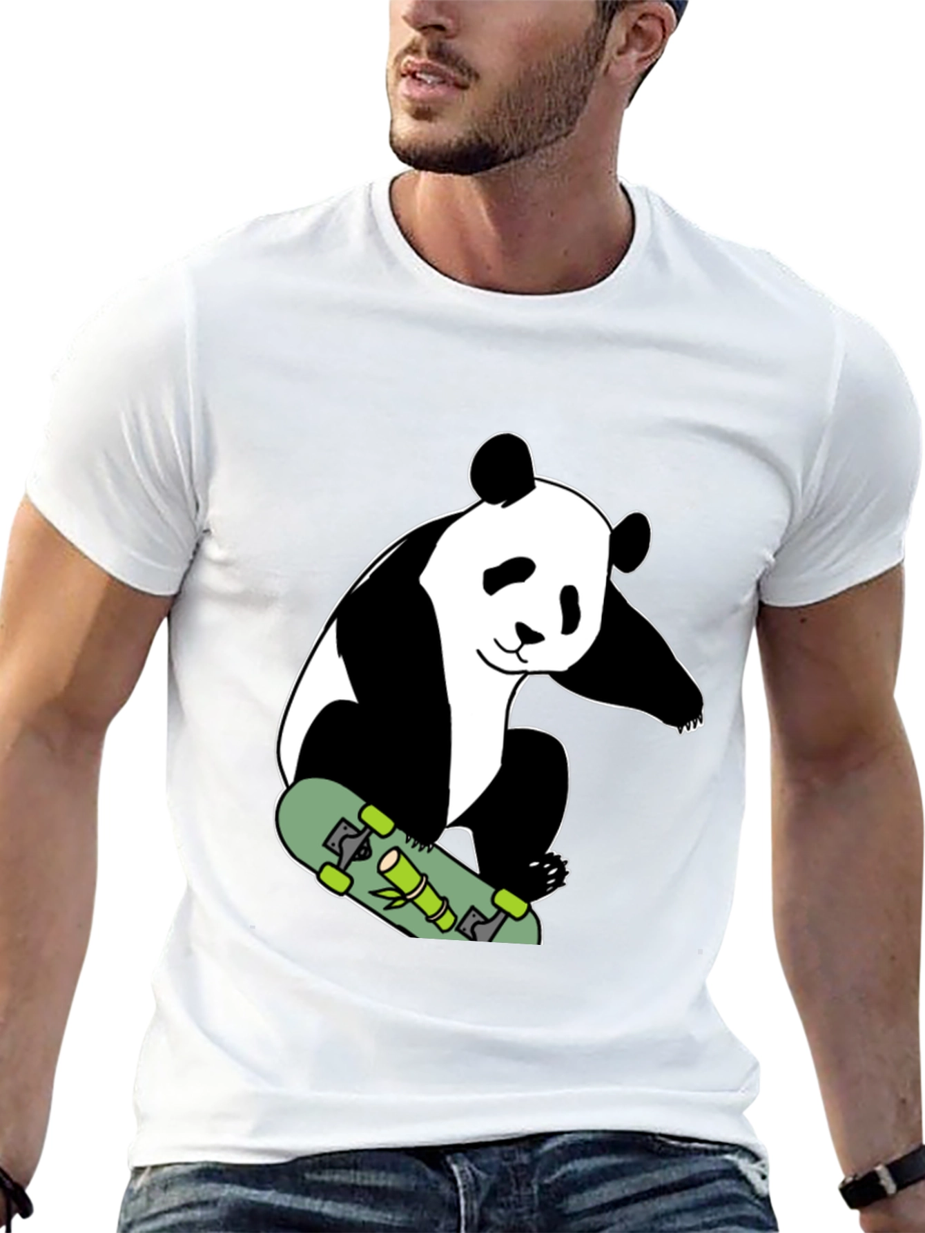 Panda Skateboard T-Shirt - Black