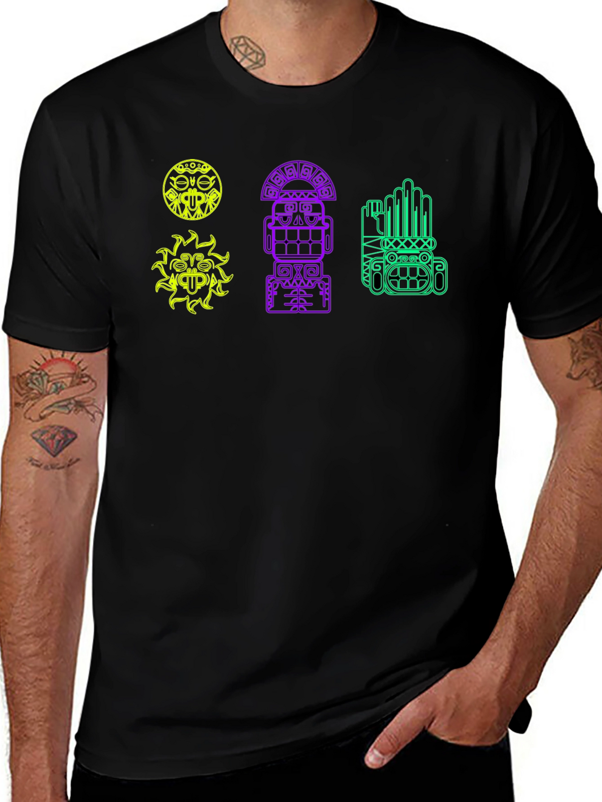 Tribal Graphic Tee - Black Cotton Comfort
