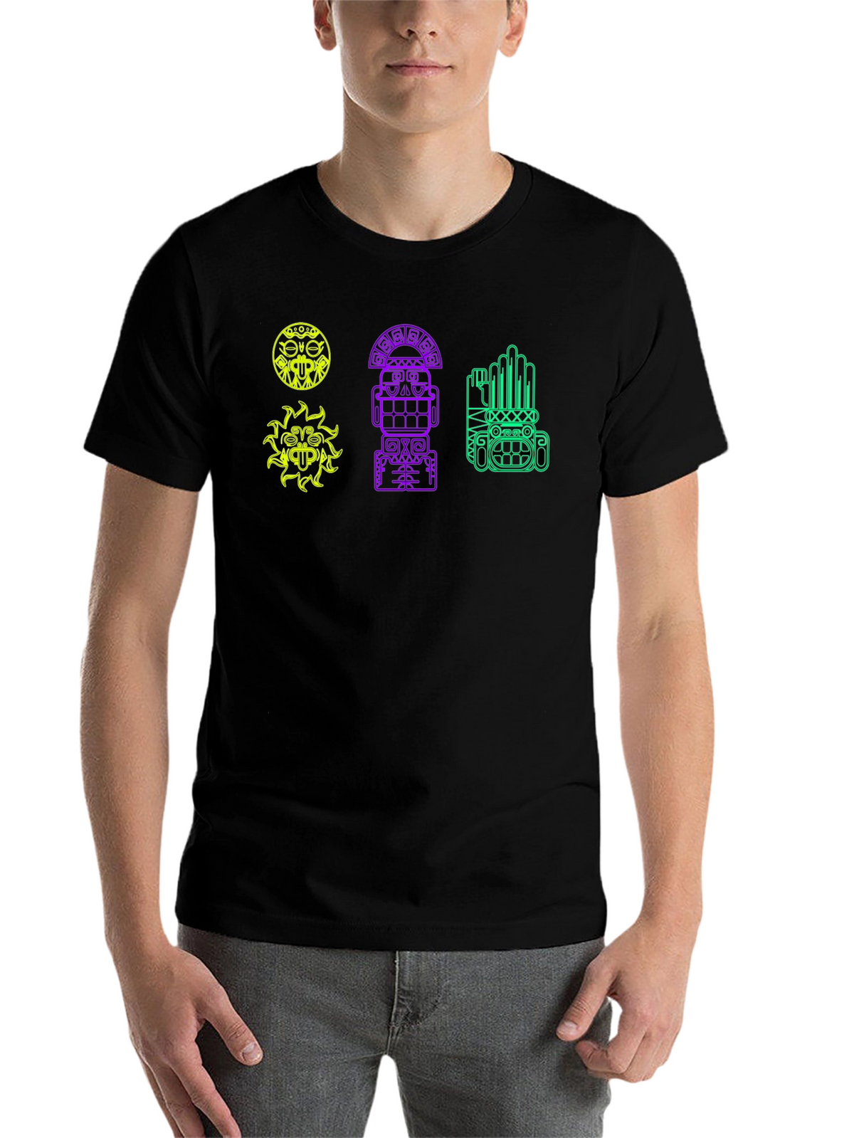 Tribal Graphic Tee - Black Cotton Comfort