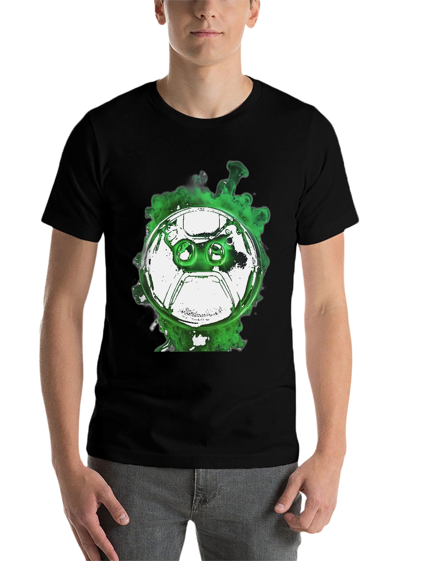 Gaming Controller T-Shirt - Green Smoke Design