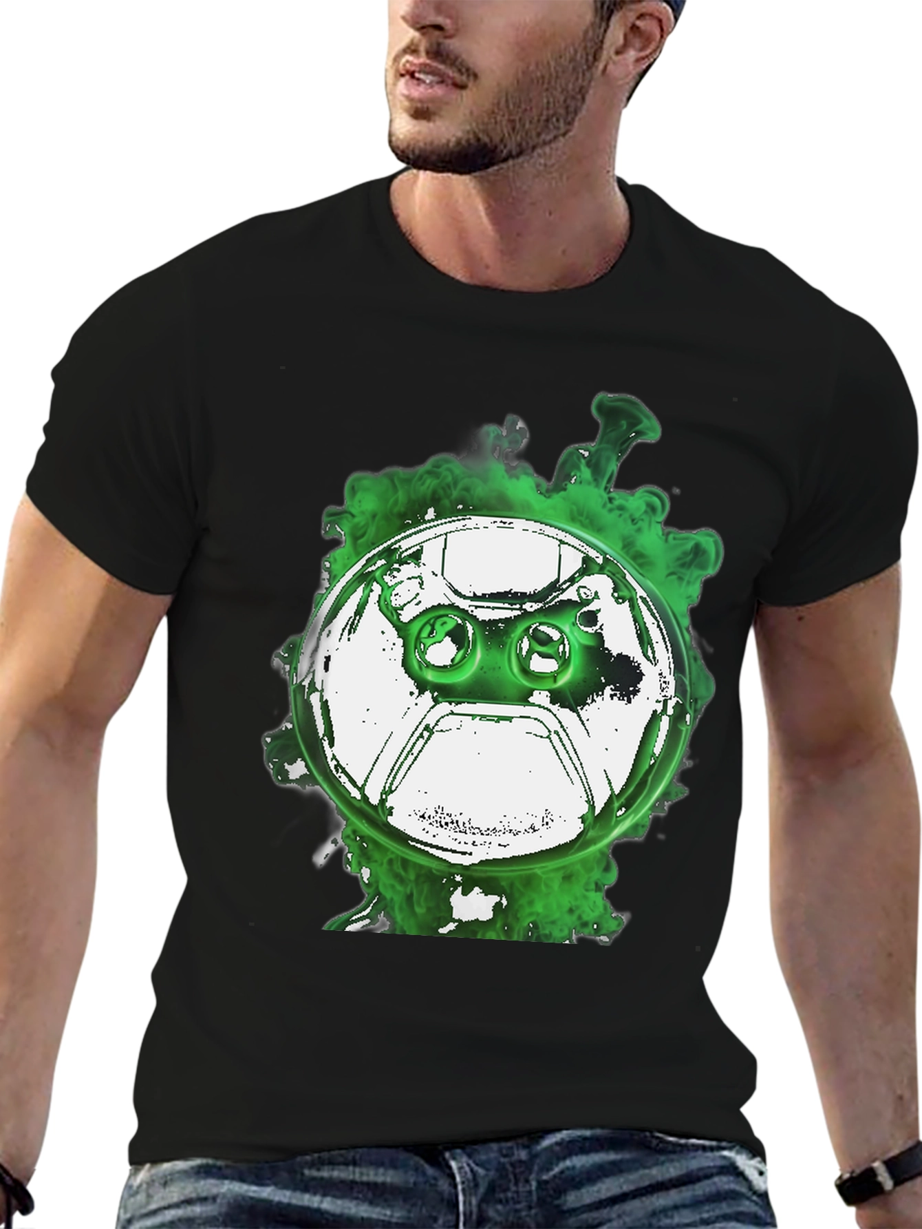 Gaming Controller T-Shirt - Green Smoke Design