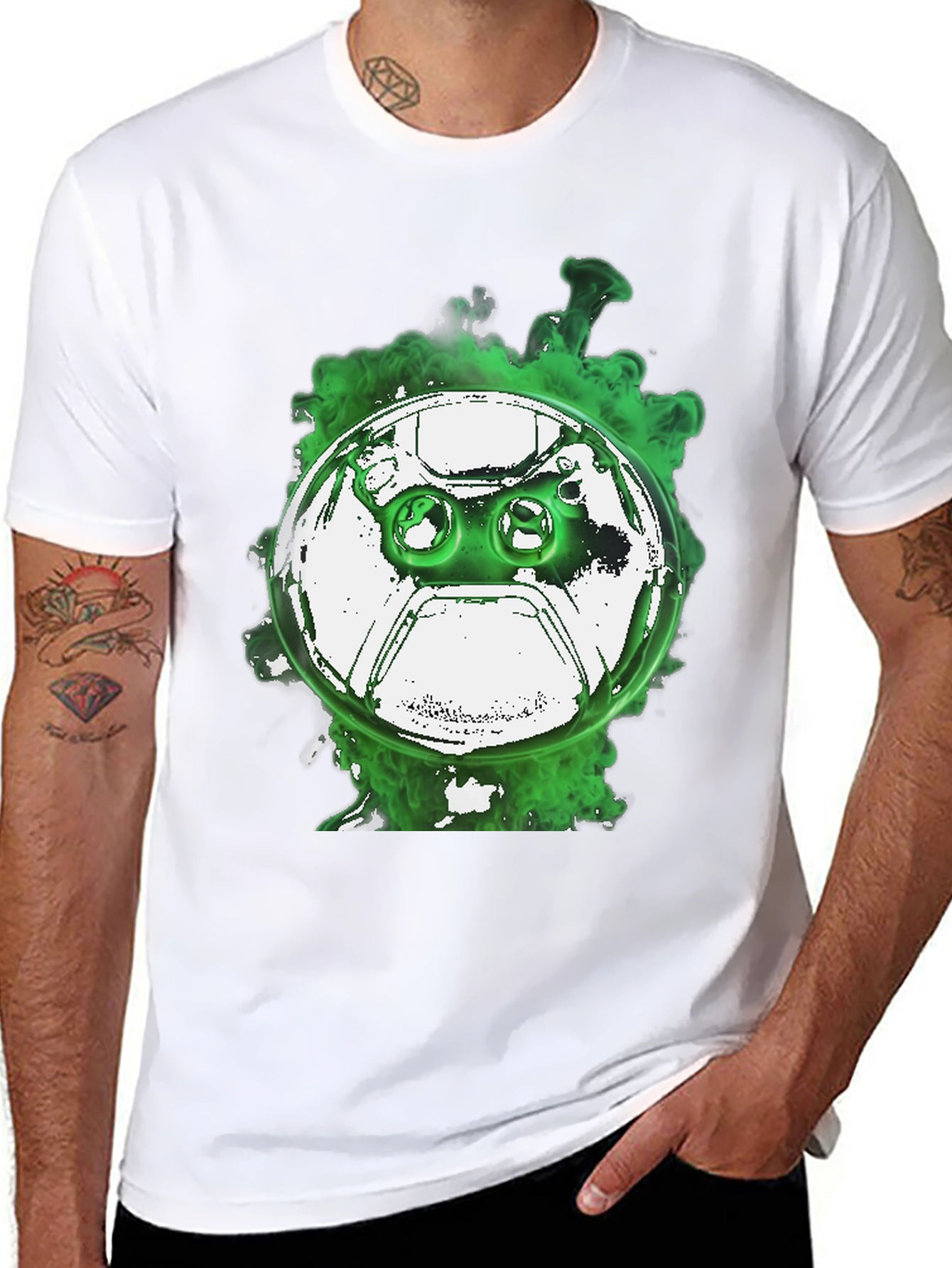 Gaming Controller T-Shirt - Green Smoke Design