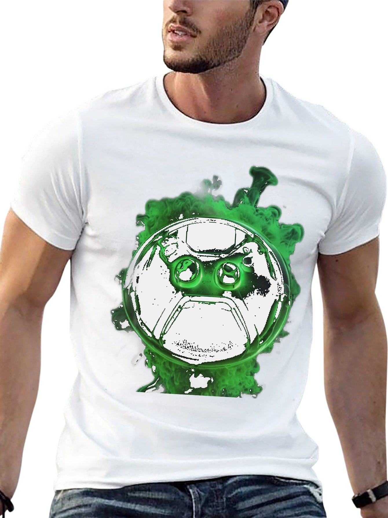 Gaming Controller T-Shirt - Green Smoke Design