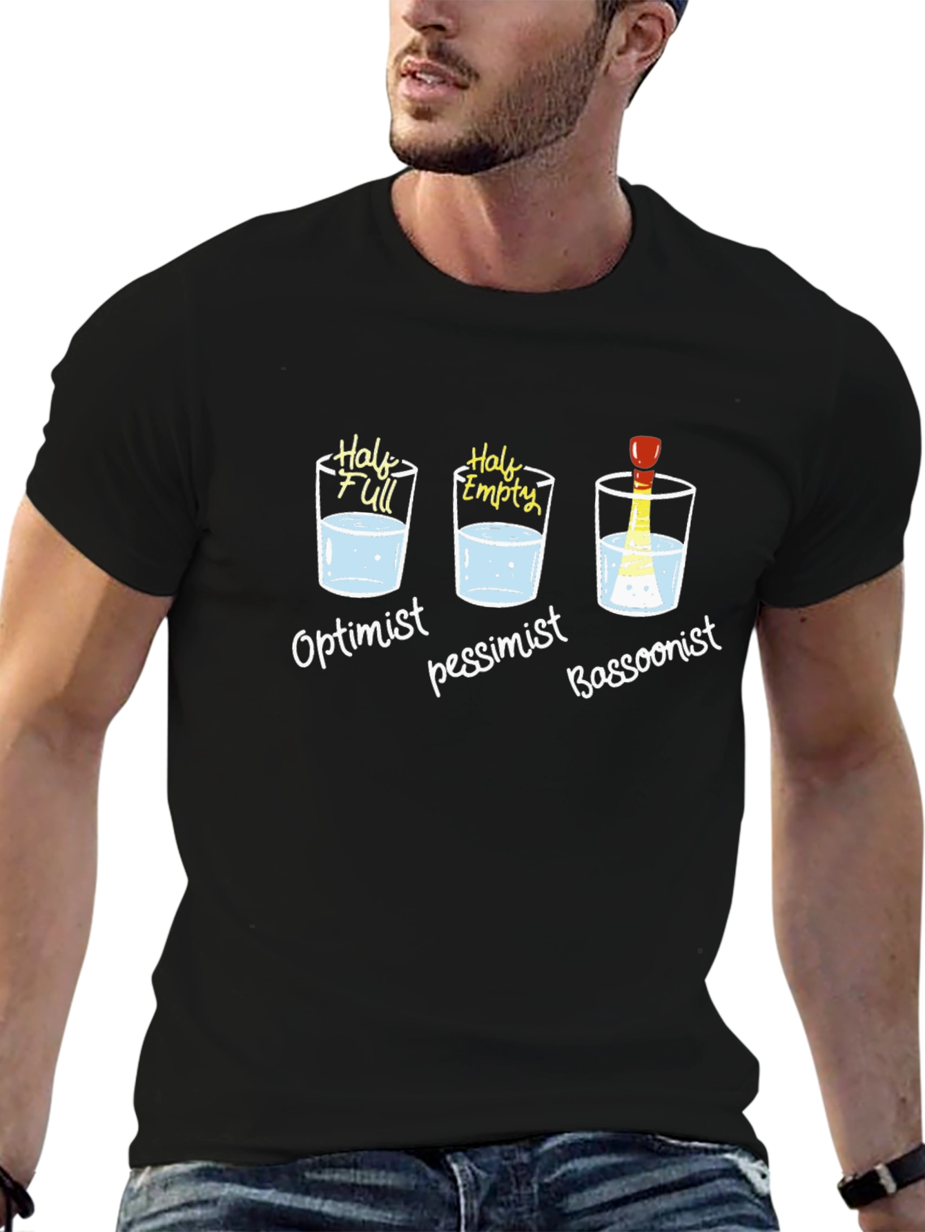 Optimist Pessimist Bassoonist T-Shirt - Funny Musician Tee