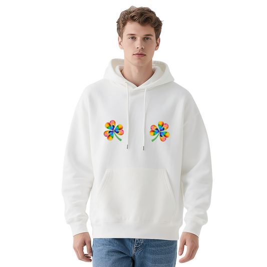 Tie-Dye Four Leaf Clover Shamrock St Patrick Graphic Hoodie - Irish Lucky Pullover