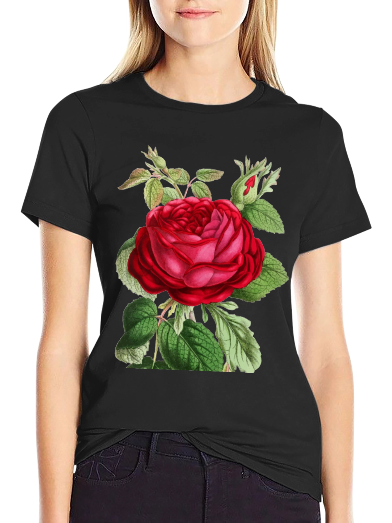 Red Rose Graphic T-Shirt - Botanical Design