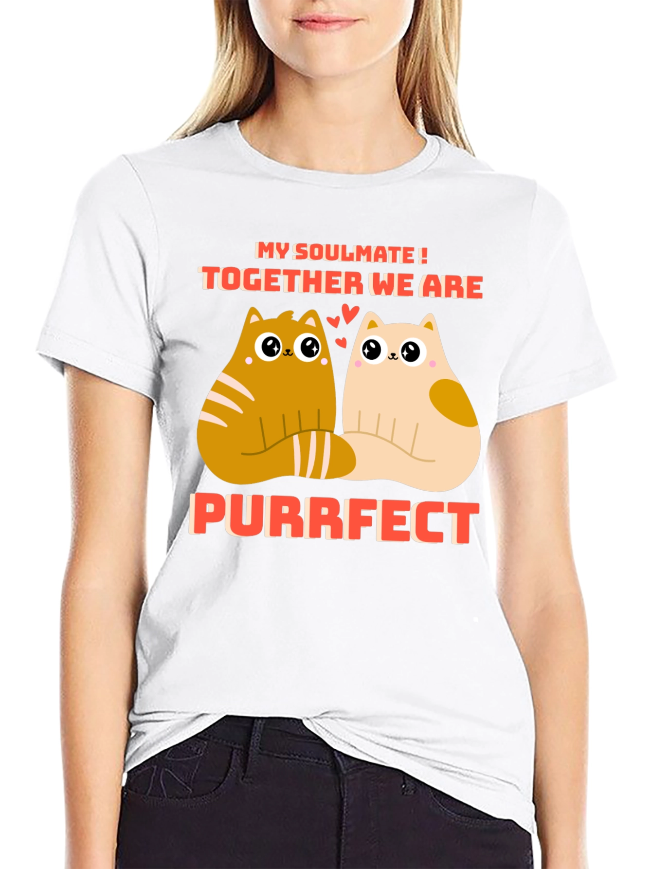 Purrfect Soulmate Cats Graphic T-Shirt