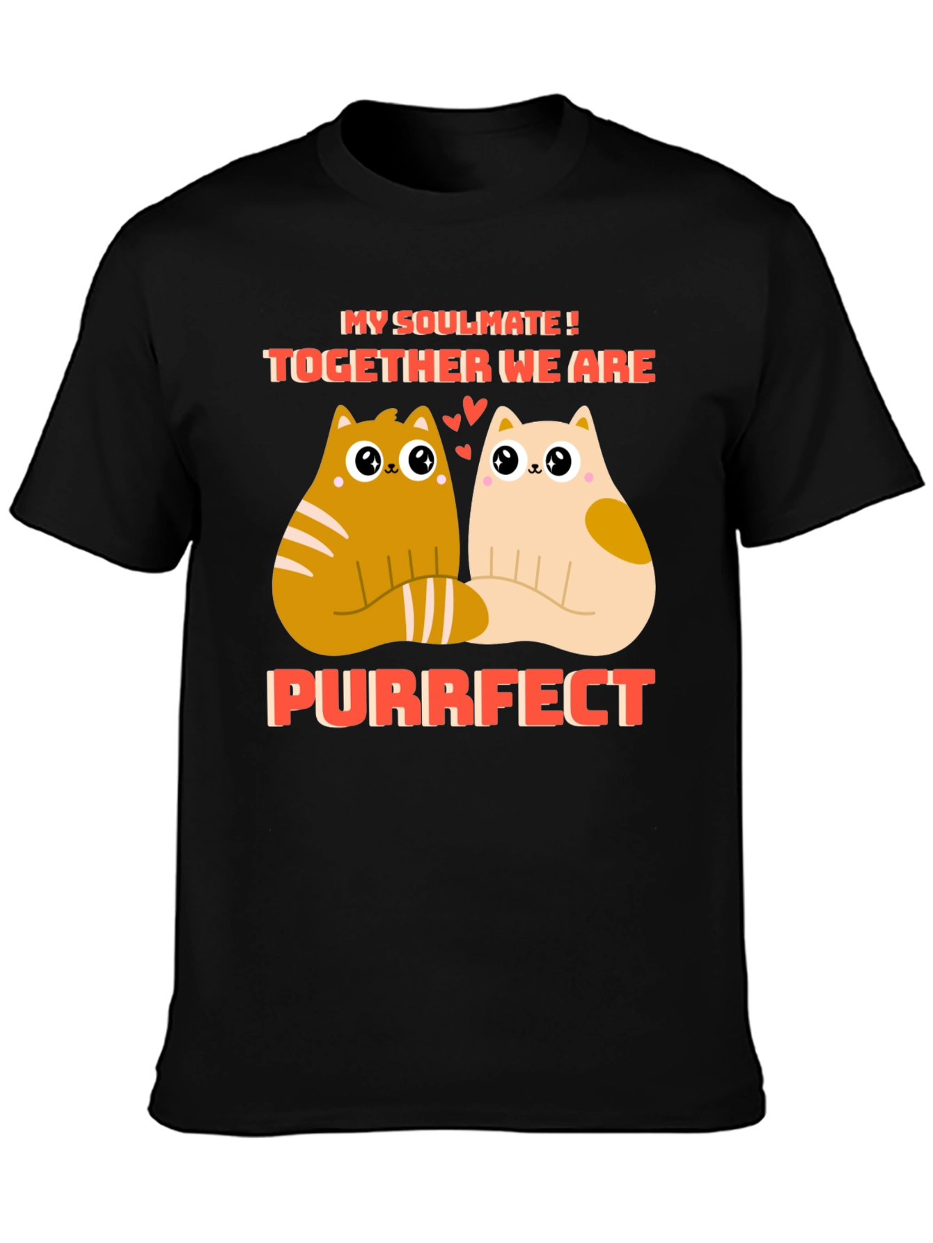 Purrfect Soulmate Cats Graphic T-Shirt