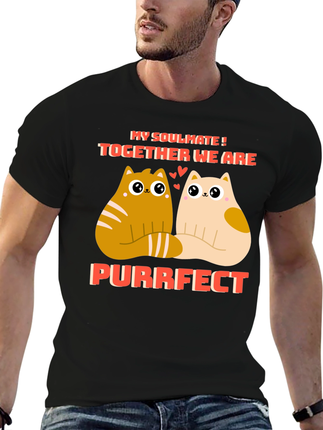 Purrfect Soulmate Cats Graphic T-Shirt