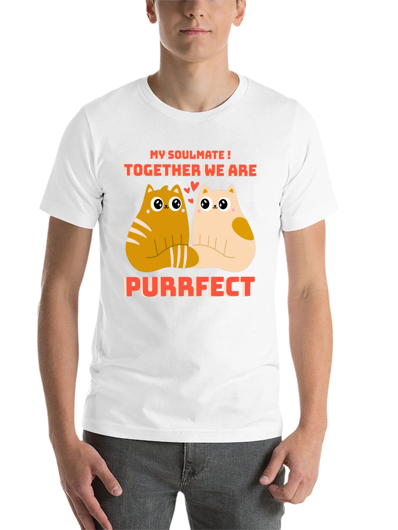 Purrfect Soulmate Cats Graphic T-Shirt