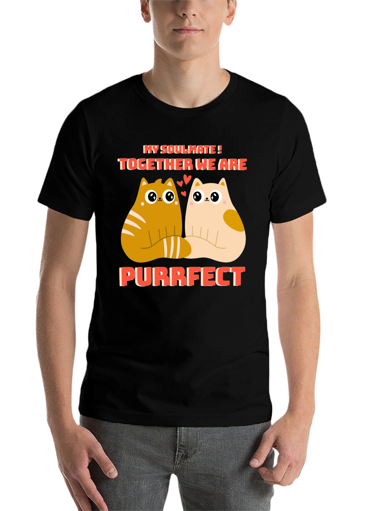 Purrfect Soulmate Cats Graphic T-Shirt