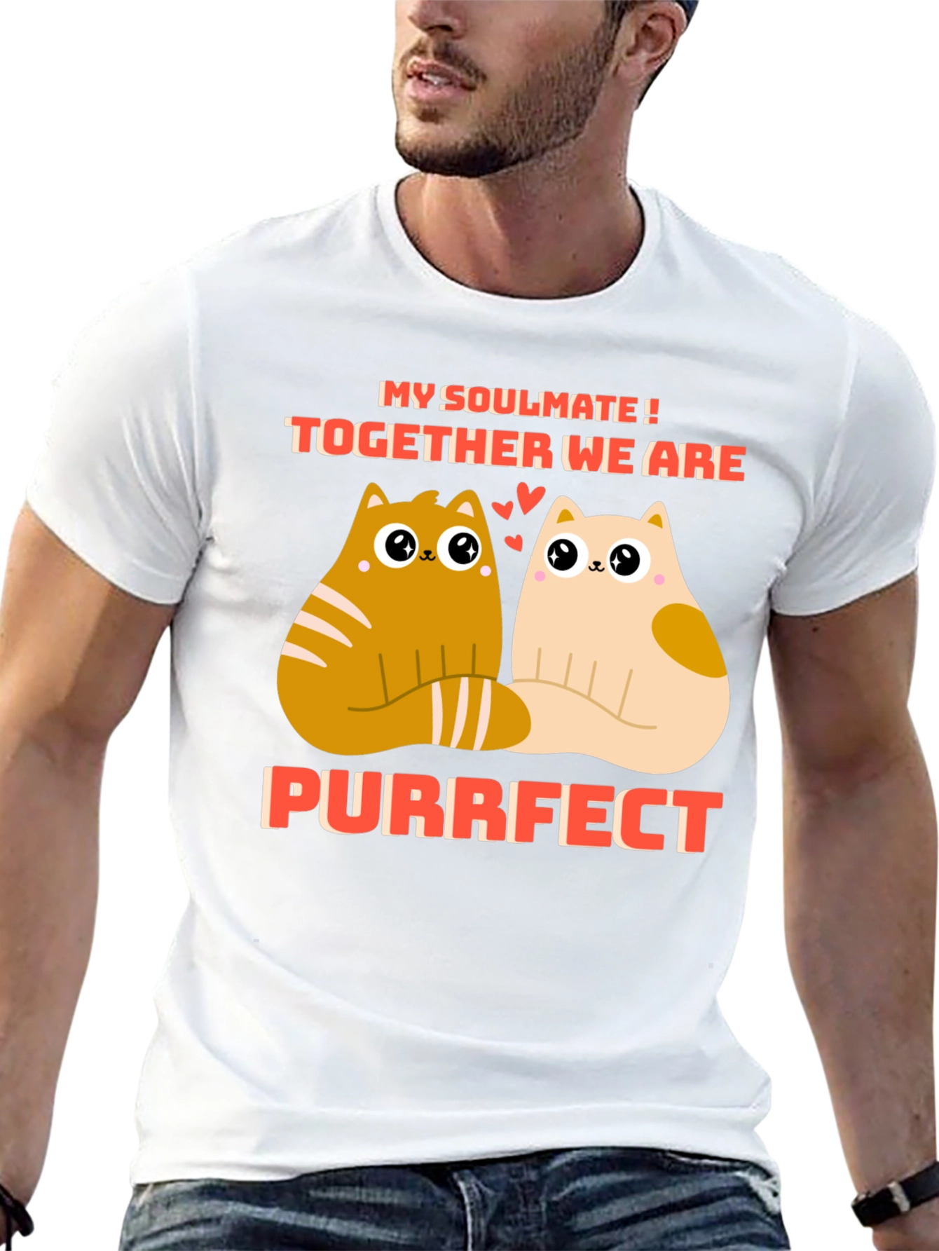 Purrfect Soulmate Cats Graphic T-Shirt