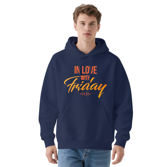 In Love With Friday Weekend Vibes Graphic Hoodie - TGIF Fun Pullover Sweatshirt