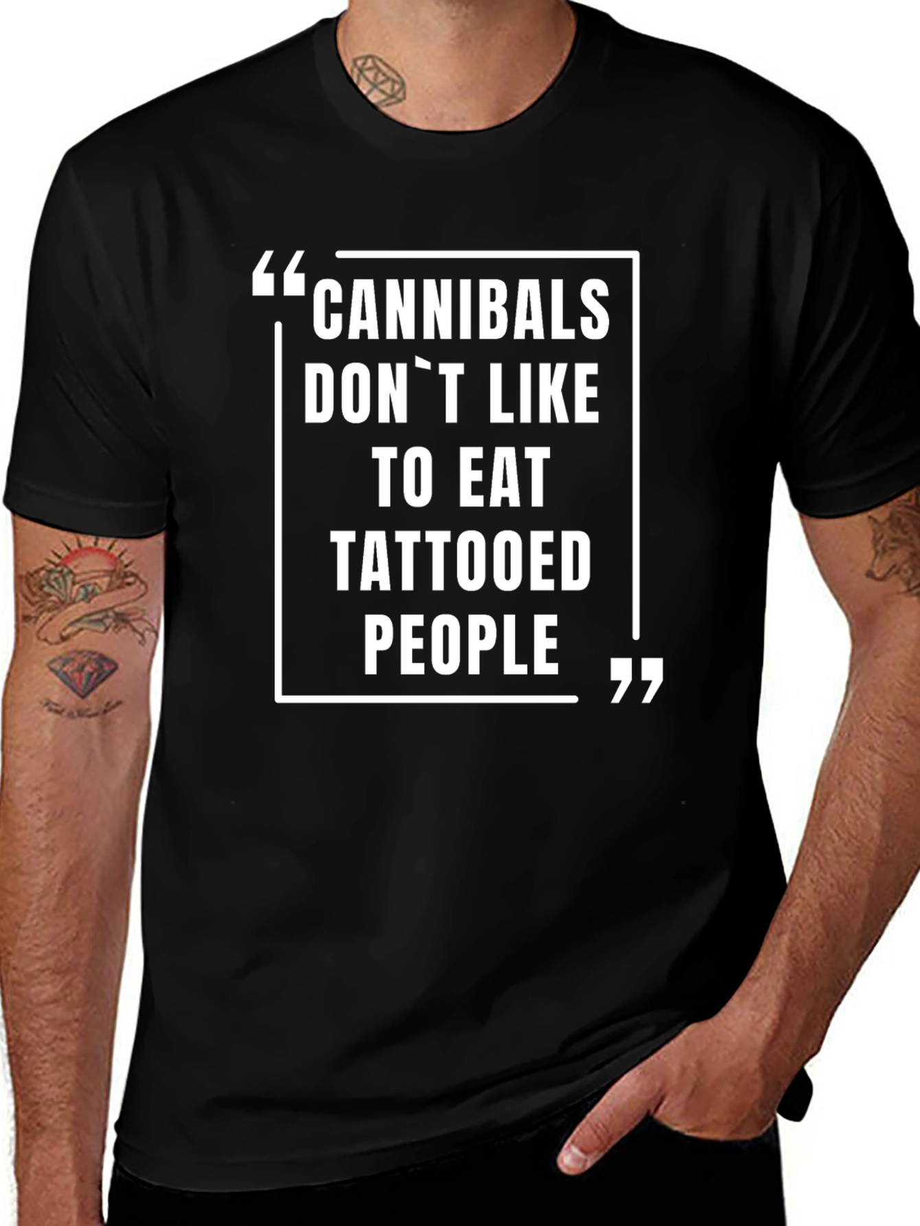 Cannibals Dont Like Tattooed People Funny T-Shirt