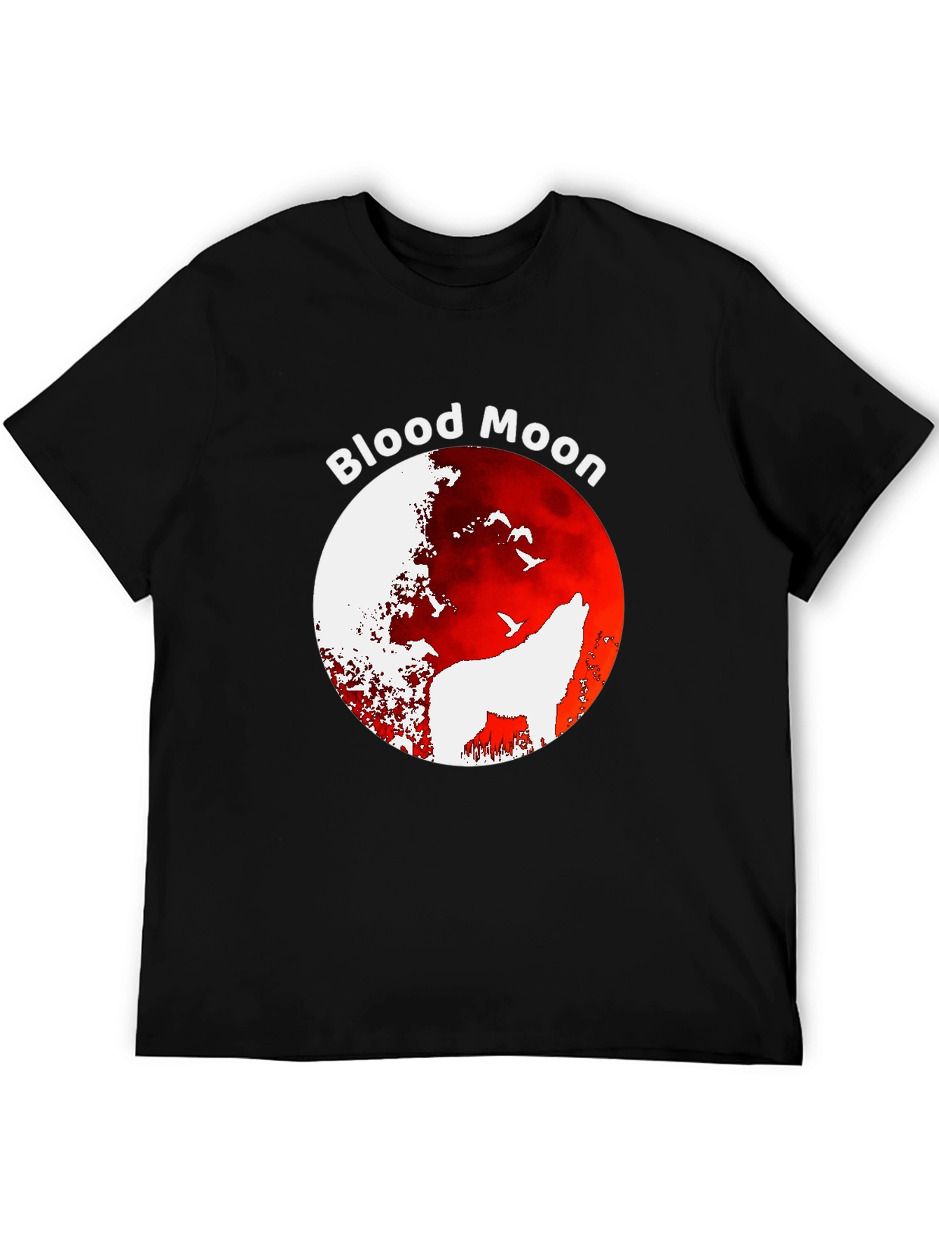Blood Moon Wolf Graphic T-Shirt - Black