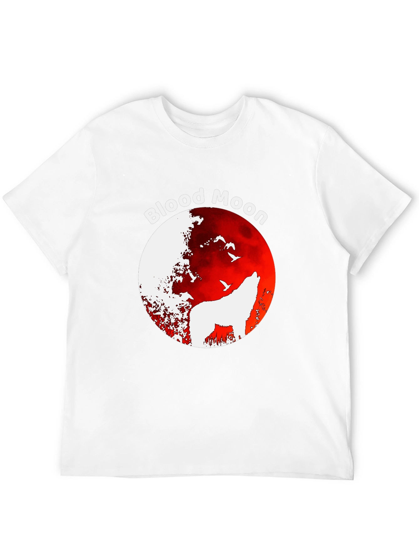 Blood Moon Wolf Graphic T-Shirt - Black