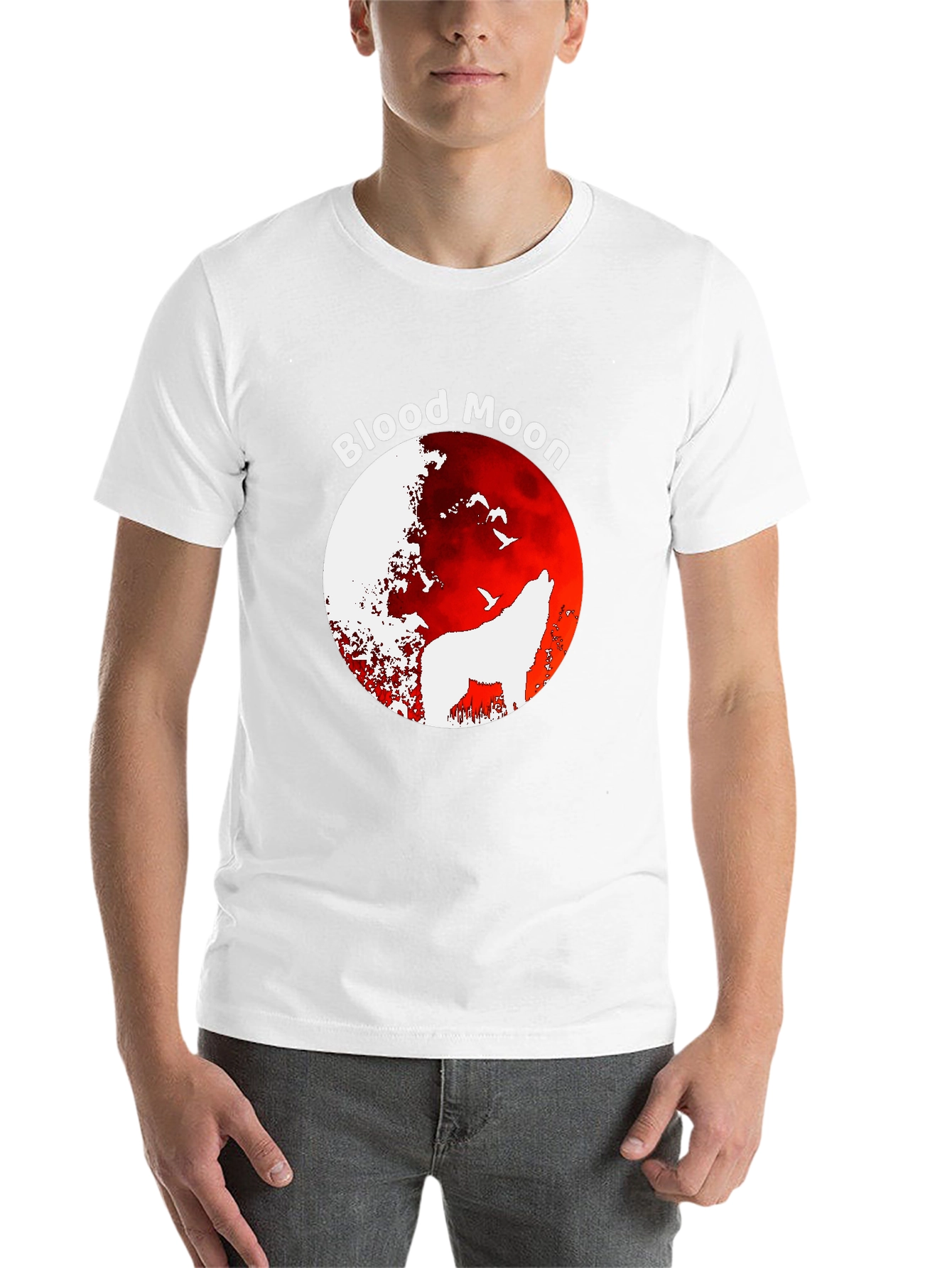 Blood Moon Wolf Graphic T-Shirt - Black