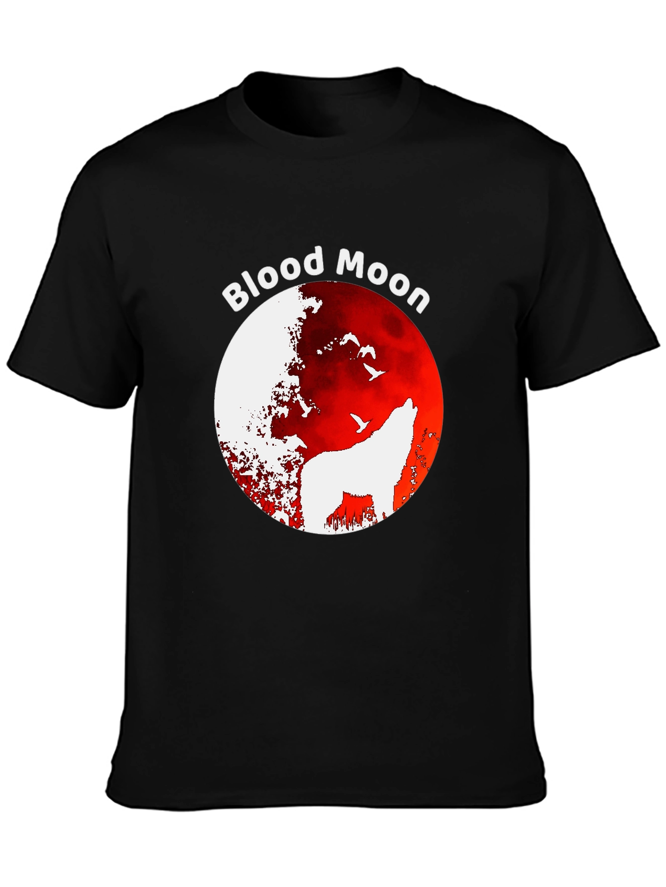 Blood Moon Wolf Graphic T-Shirt - Black