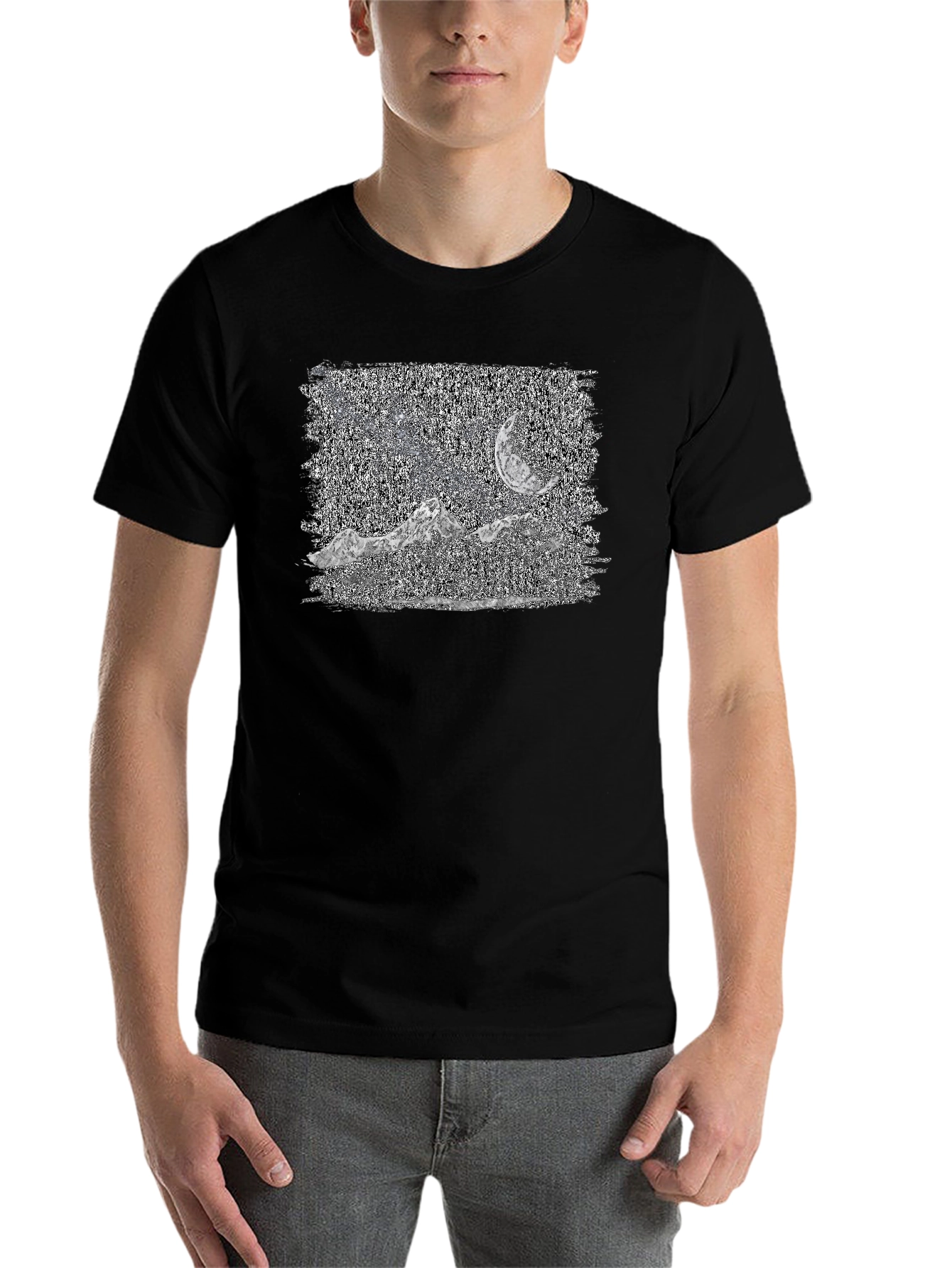 Mountain Moonscape Graphic Tee - Black