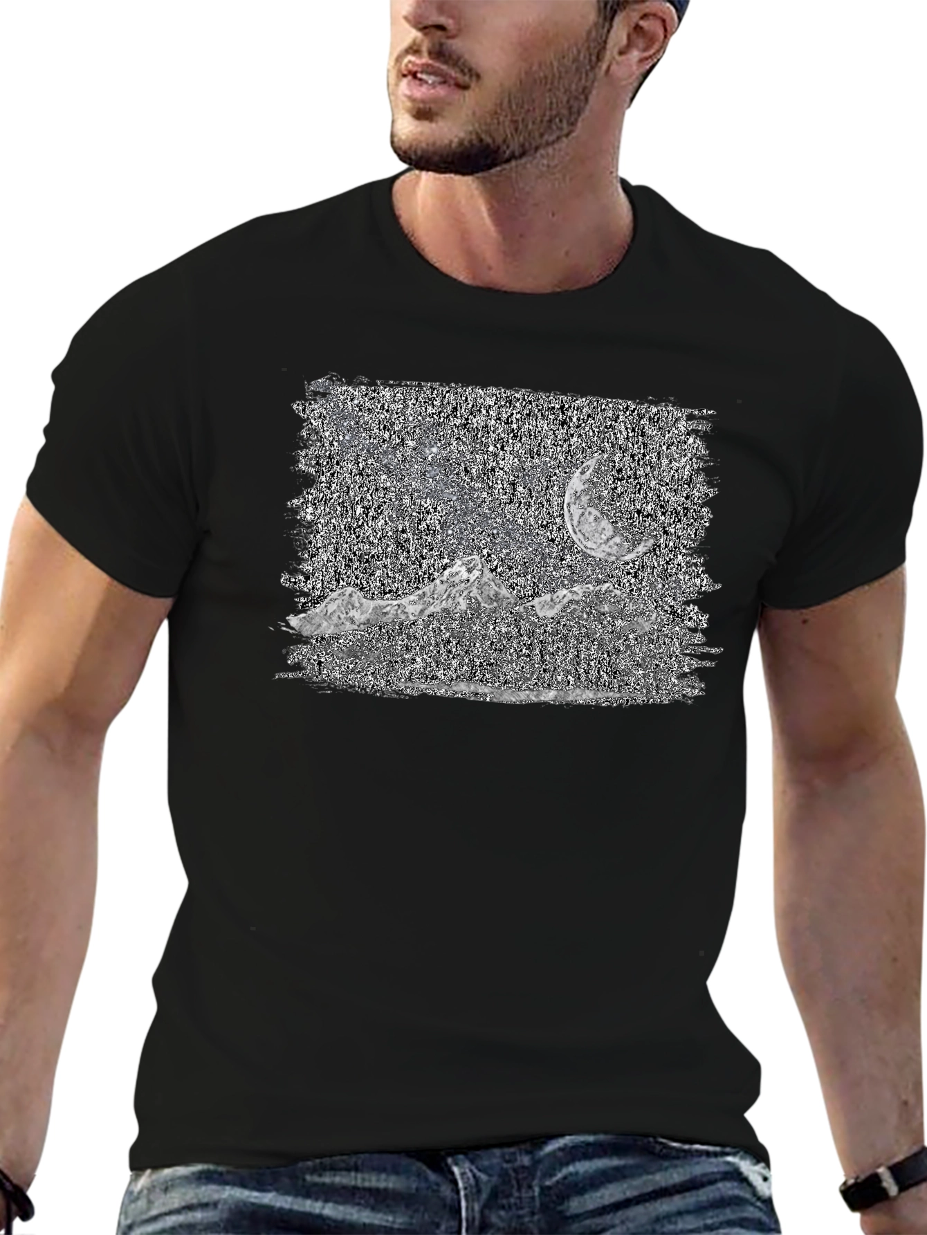Mountain Moonscape Graphic Tee - Black