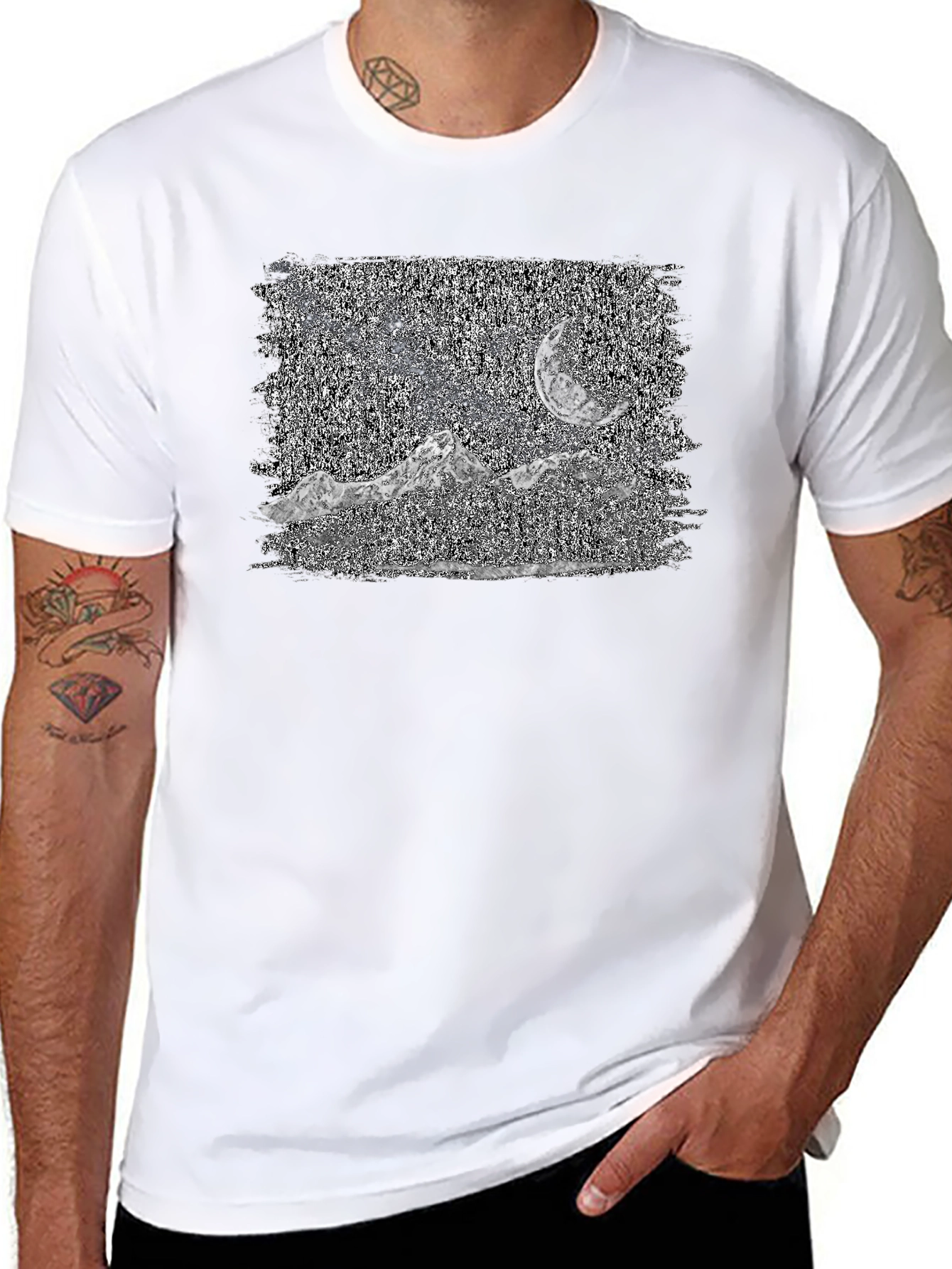 Mountain Moonscape Graphic Tee - Black